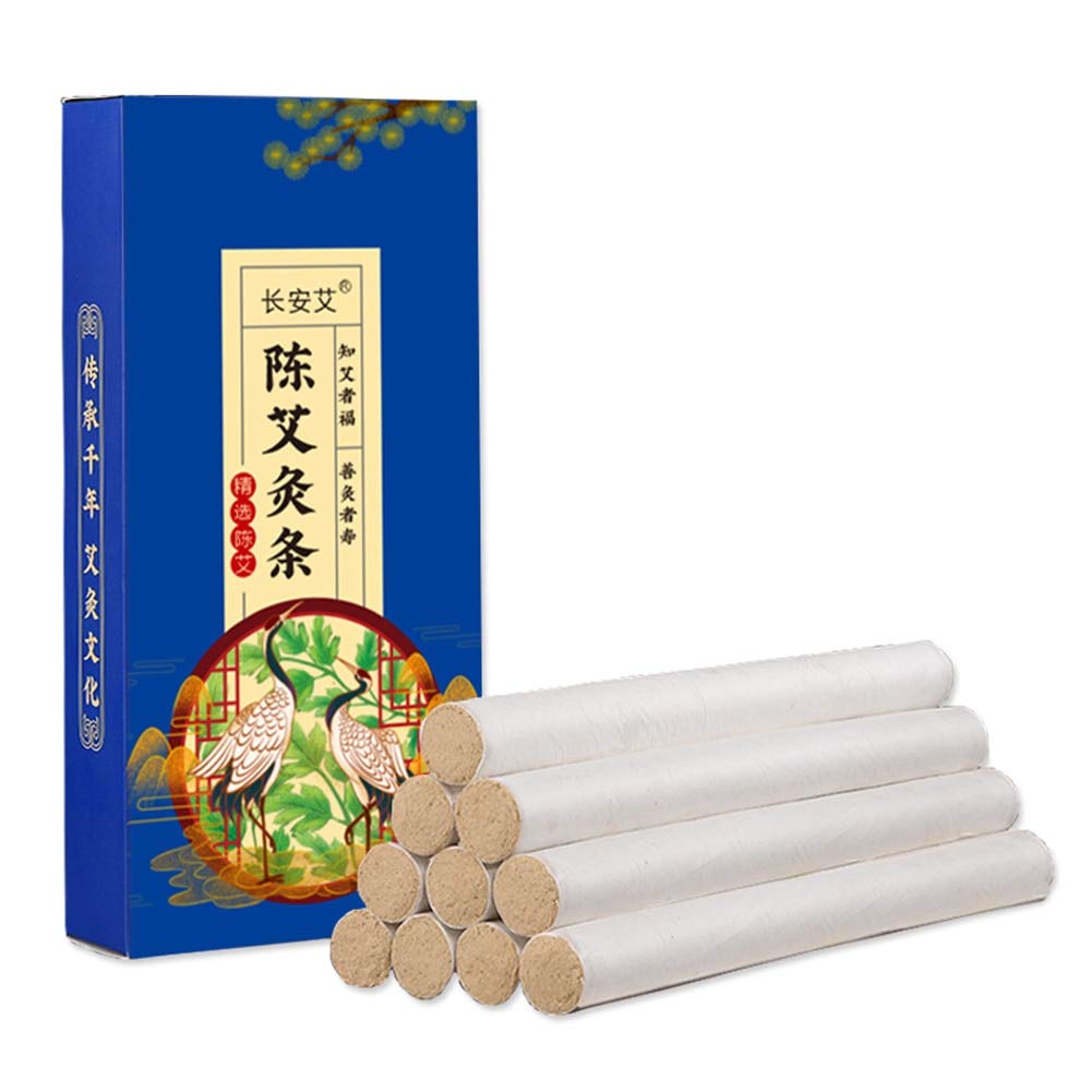 Moxibustion Sticks 10pcs 7 Years 45:1 Long Golden Moxa Chinese Acupuncture Point Warming Therapy Massage