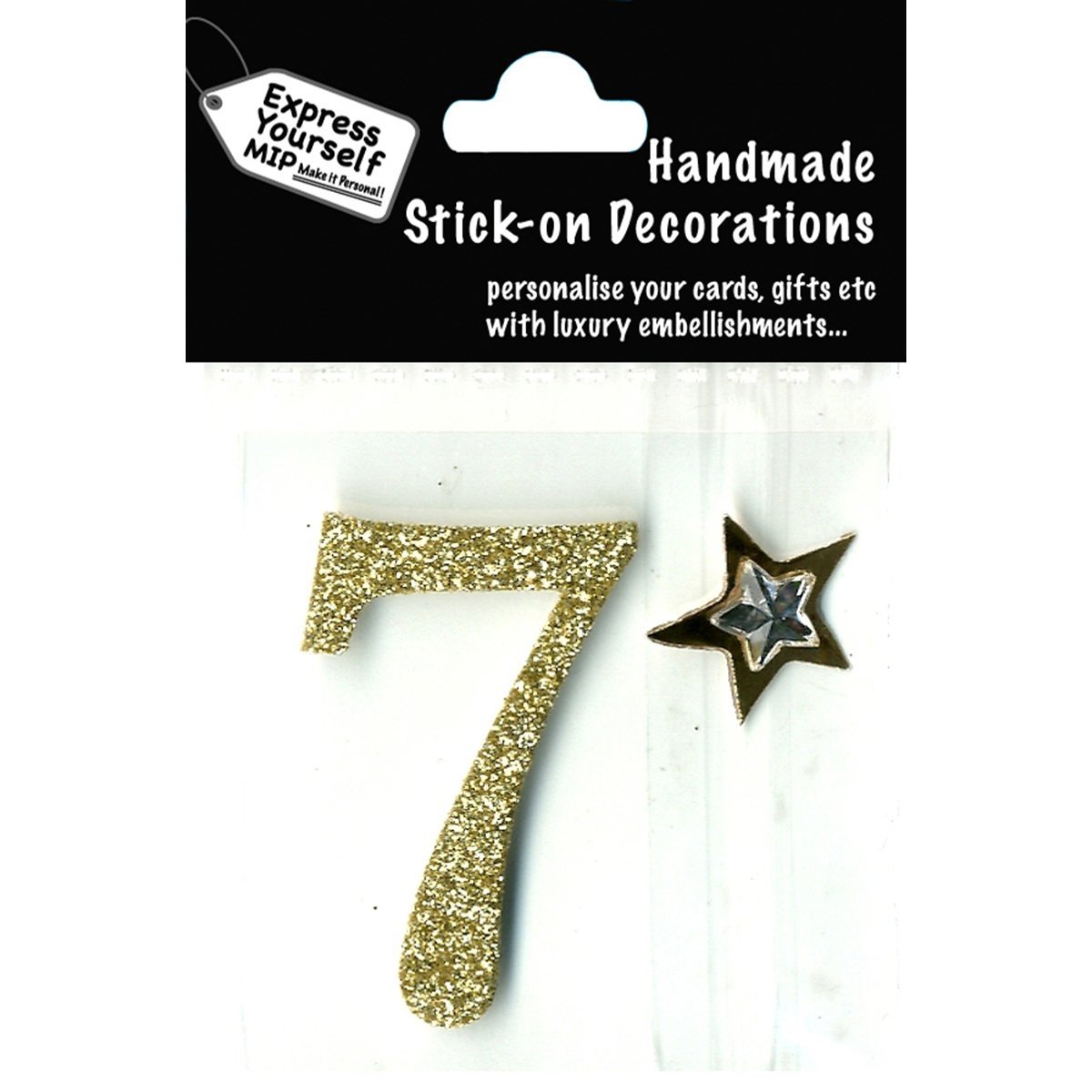 Express Yourself DIY, self Adhesive, Gold Number 7, Topper - Ideal for Card Making, Scrapbooking, Papercrafts, Childrens Crafts etc