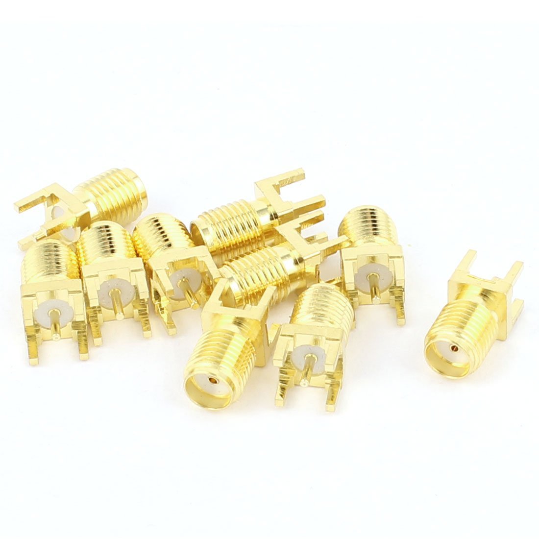 10 Connettori RP-SMA Maschio Per PCB - Montaggio A Clip Bordo - Saldabili