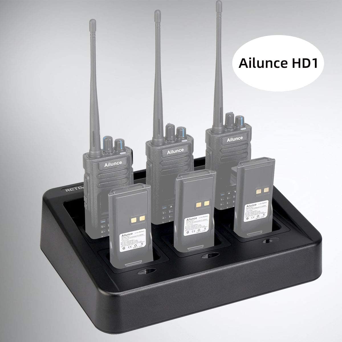 Retevis RT29 Chargeur Six Emplacements, Pratique Chargeur Multiple Compatible avec Ailunce HD1/HD2 DMR Radio RT29D RT29S Walkie Talkie Longue Portée Pratique et Efficace (1 Pcs)