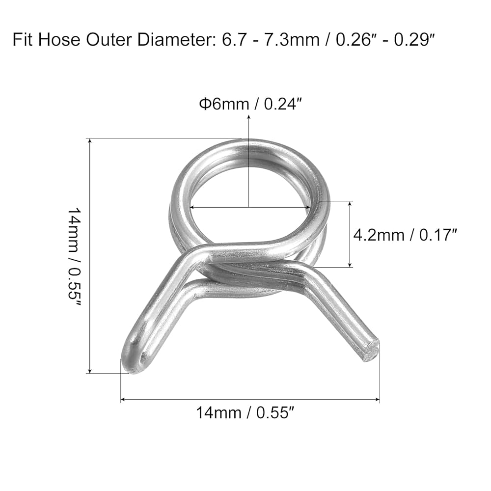 Amazon | uxcell ダブルワイヤースプリングホースクランプ 304