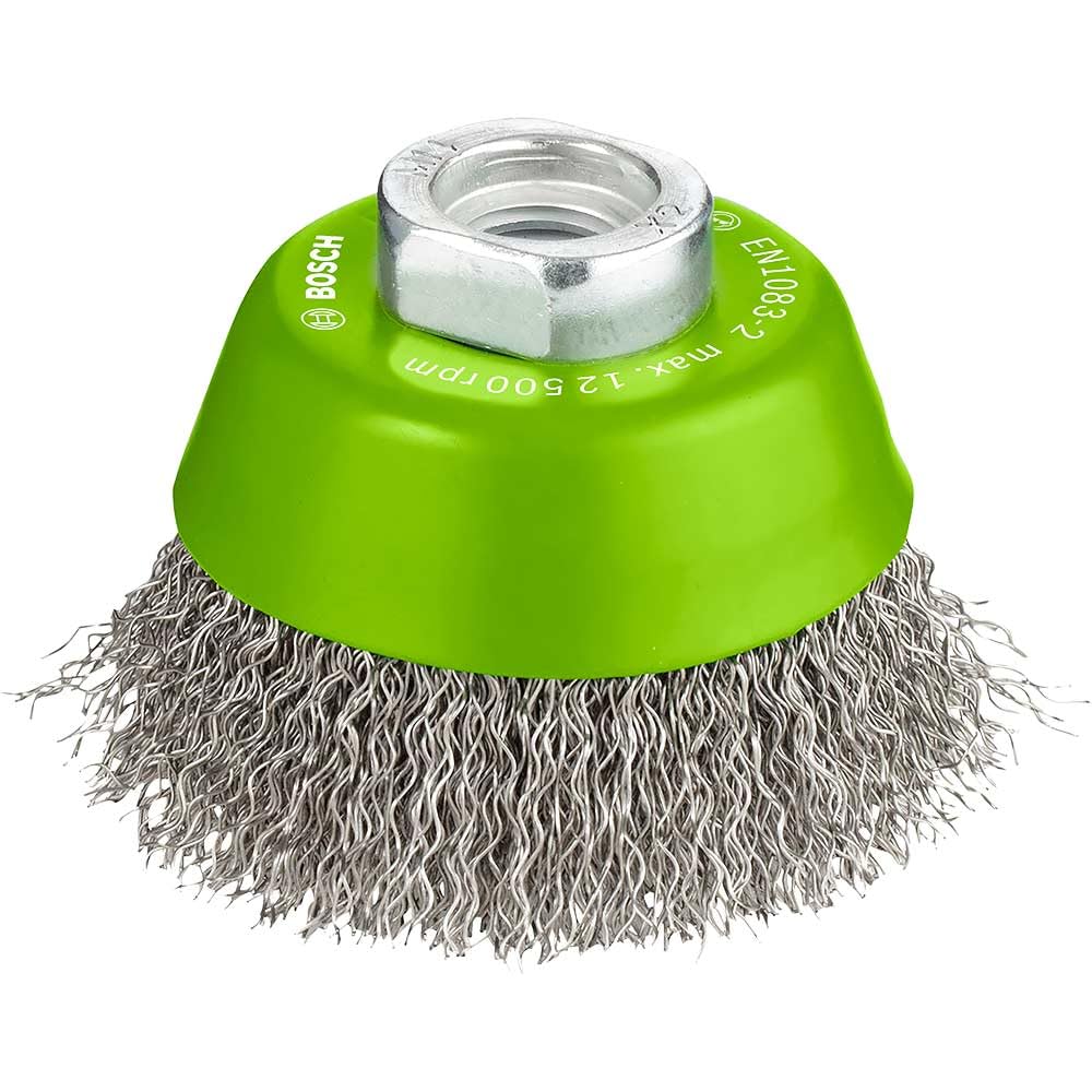 Bosch Bosch 1x PRO Stainless Steel Longlife Cup Brush, Crimped Wire for Small Angle Grinder and M14 Thread (for Non-ferrous metals, St