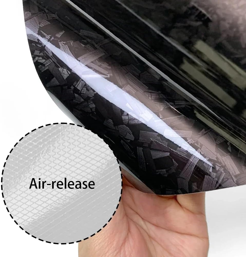 Glossy Forged Carbon Fiber Vinyl Wrap - 40x150cm Self-Adhesive Auto & Motorcycle Sticker for Car Body Tuning, Interior, Furniture - UV Resistant, Removable, Bubble-Free Easy Install Kit