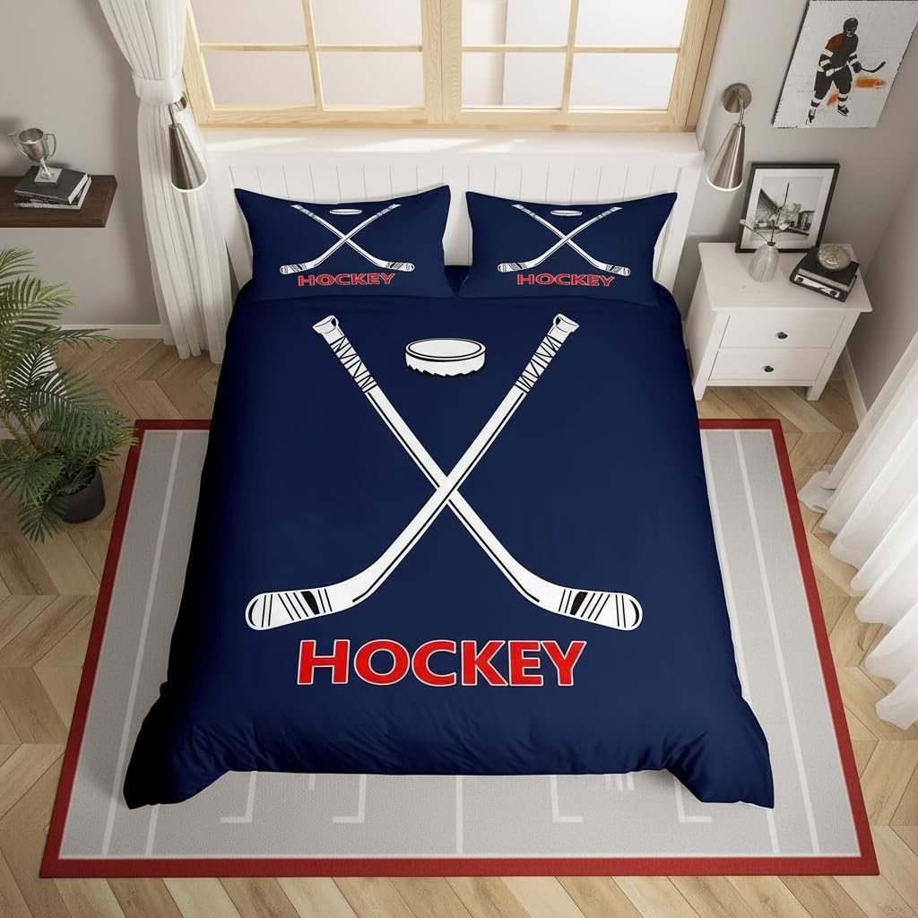 Housse de couette hockey glace taille M pour chambre enfant mixte