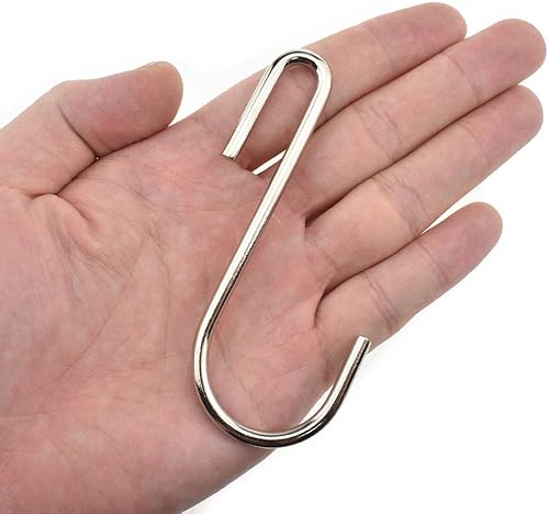 LQJ Pro - Ganchos grandes en forma de S para colgar ollas y sartenes de hierro fundido de estante de alambre, extremo estrecho, no se desprenden,