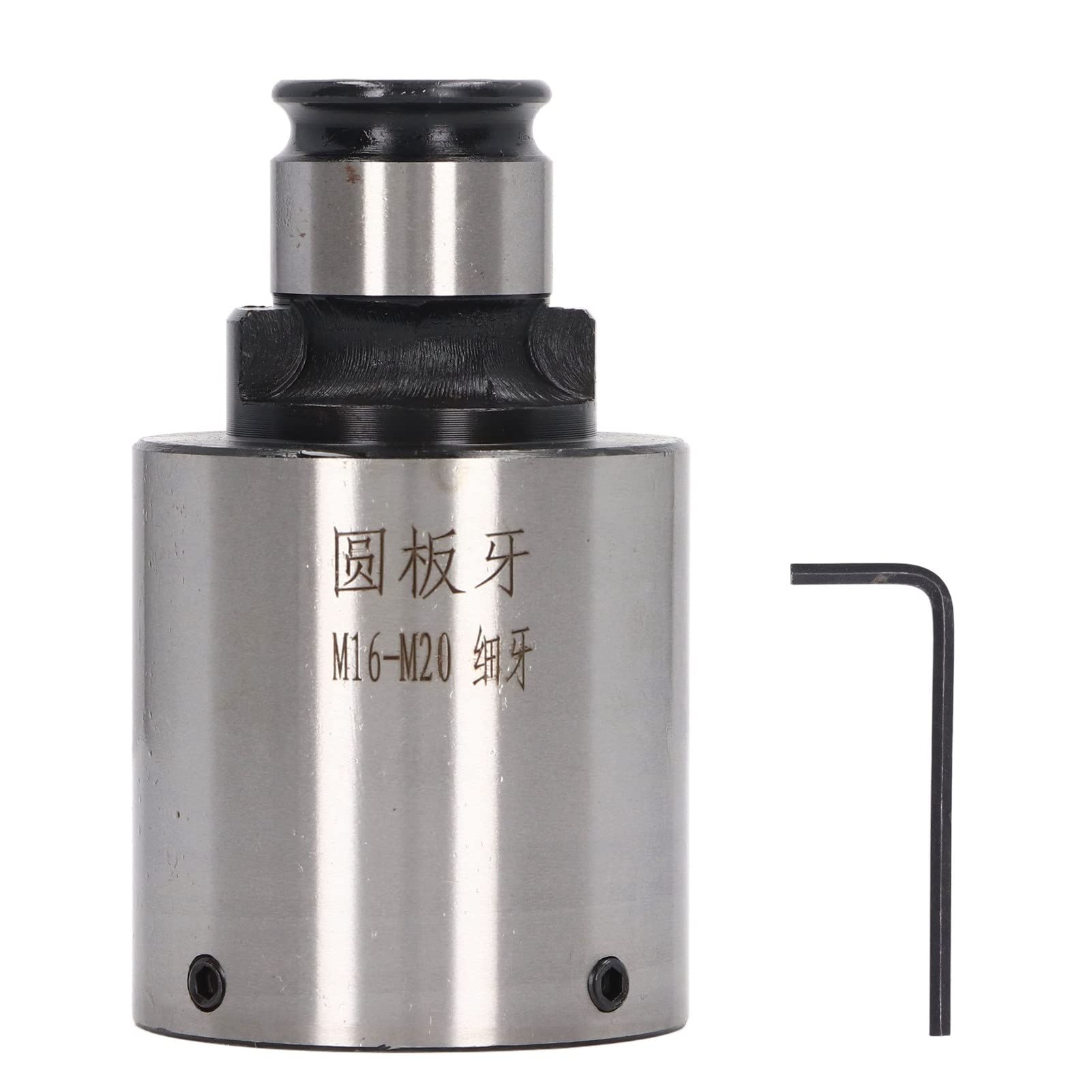 GT24-M16-M20 Round Die Lathe Chuck, Carbon Steel Wood Lathe Chuck, 30mm OD Interface Anti Oxidation Drill Chuck for Male Thread with Hex Wrench(Fine Thread)