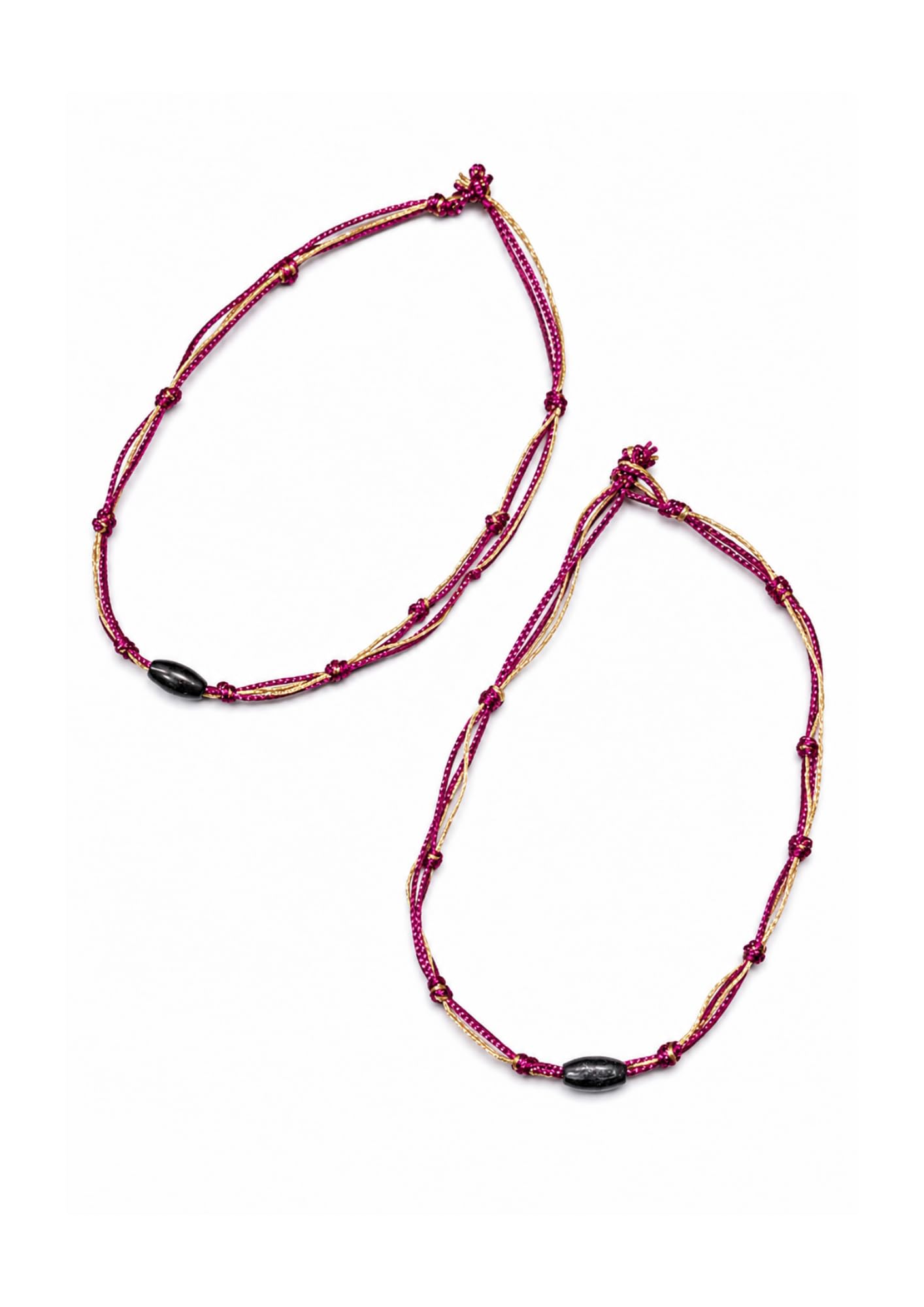 pink thread beads stylish and minimal anklet for women and girls (Set of 2)-image-11