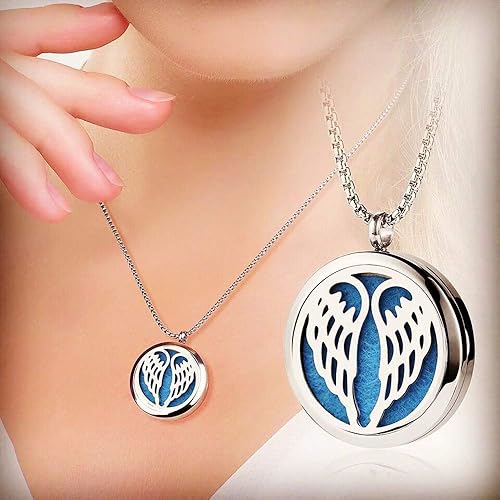 Miniatura 9 de Collar difusor de aceite esencial de aromaterapia 316L colgante de medallón de acero inoxidable con cadena de 24 pulgadas