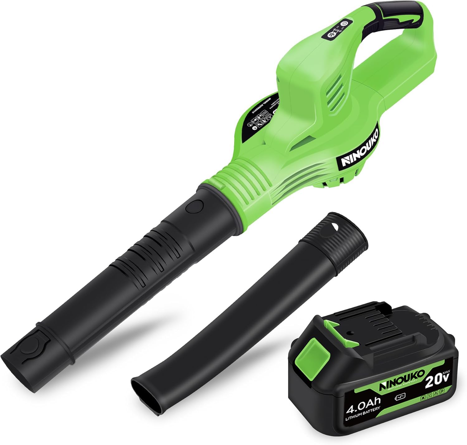 Leaf Blower Cordless, 20V Electric Cordless Leaf Blower with 4000mAh Battery and Charger, 2 Speed Modes, Lightweight Battery Powered Leaf Blowers for Lawn Care, Patio, Blowing Leaves and Snow
