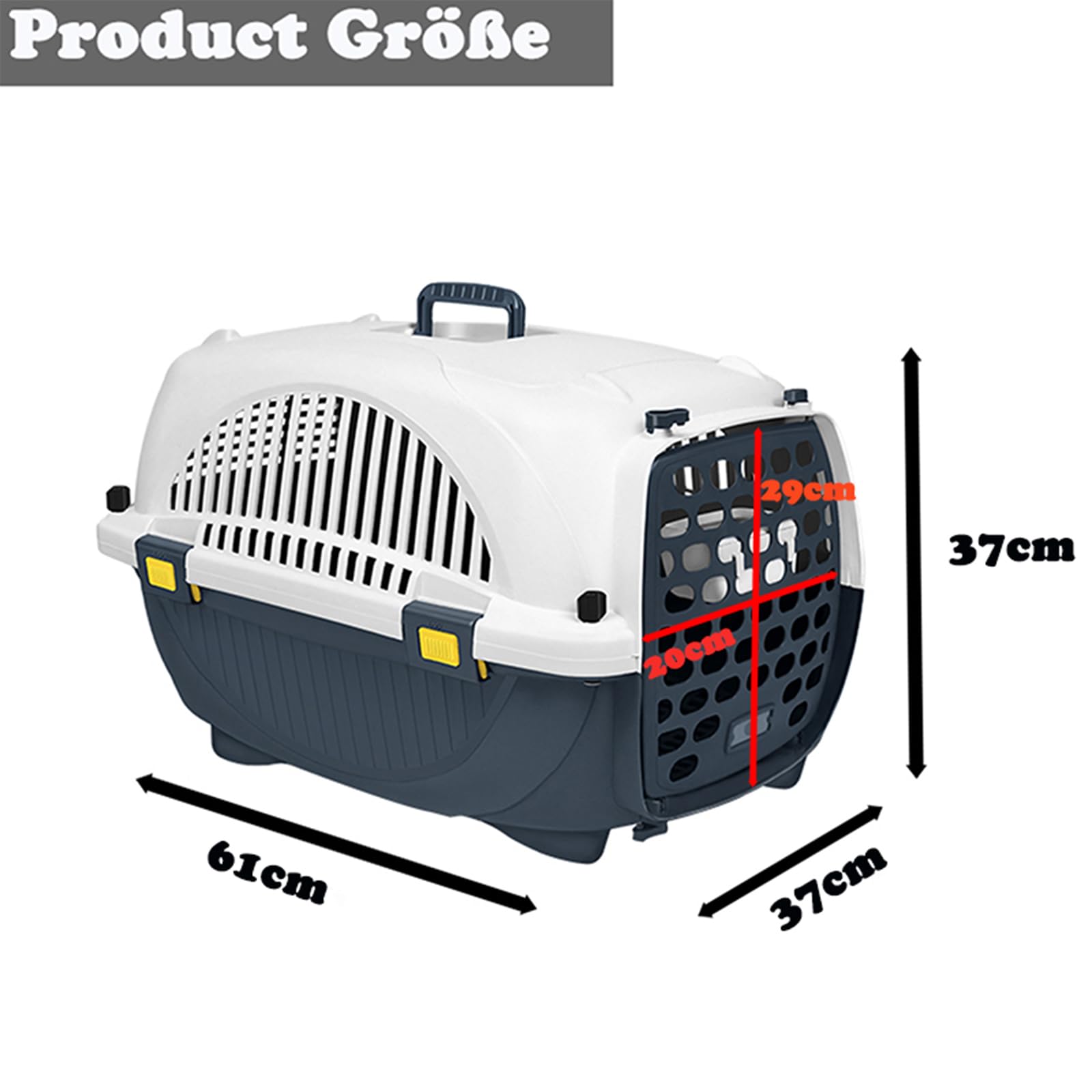 Aufun Cage de transport pour animaux de compagnie pour petits chiens et chats en plastique, 61 x 37 x 37 cm, boîte de transport pour chien, peut supporter jusqu'à 10 kg, porte avant, coussin et