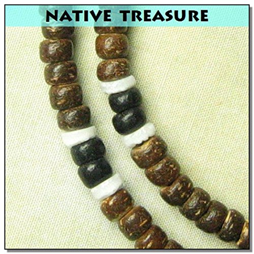 Native Treasure - 20 Inch Mens/Womens Dark Brown Black Coco, 2 White Puka Shell Necklace Or Bracelet - 5Mm (3/16") #TOP4