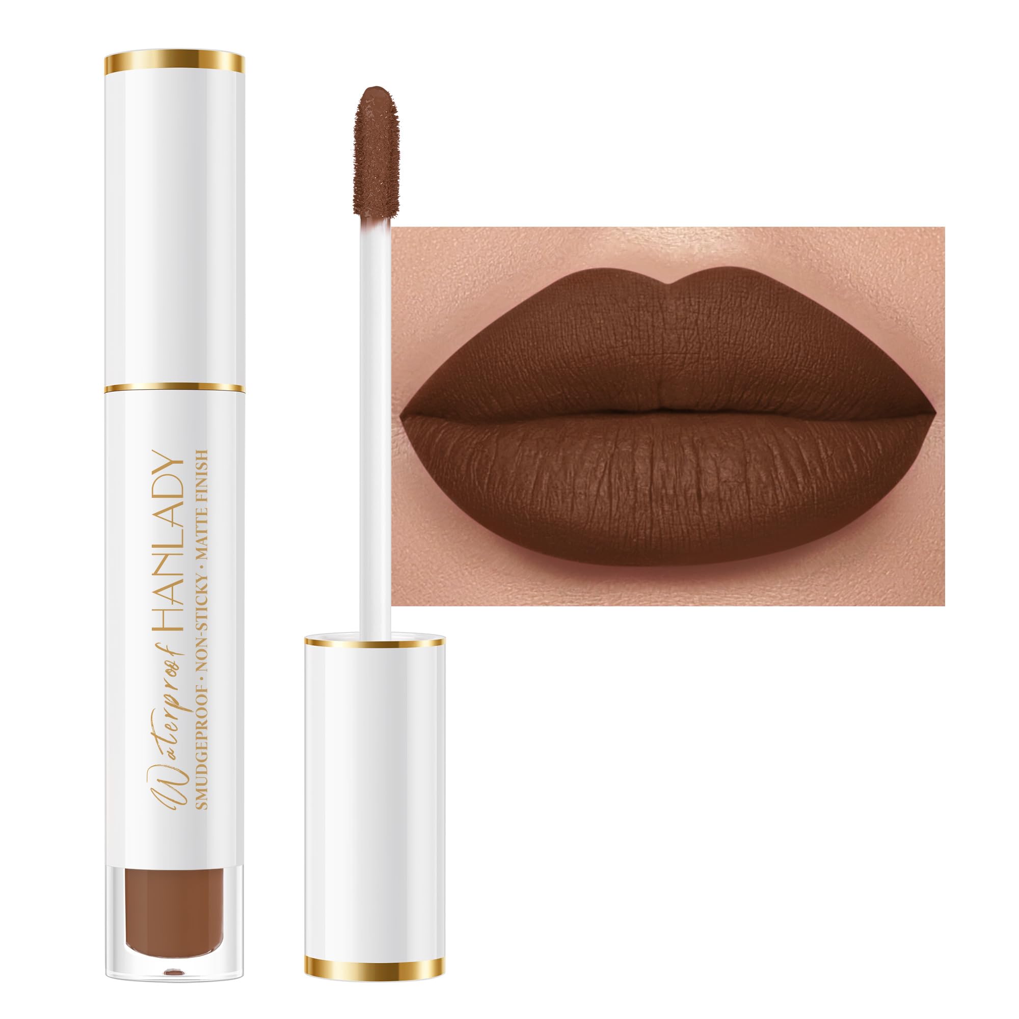 HANLADY Brown Lipstick Long Lasting Lipsticks for Women Pigmented Smudgeproof Transferproof Vegan Cruelty Free Lip Color, A54 Delightful