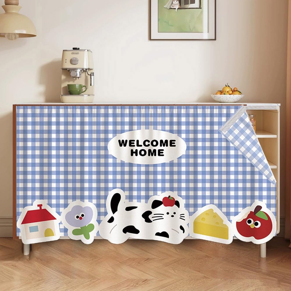 Rideaux de armoire anti-poussière rideaux sous l'évier cuisine adhésifs 120x50cm