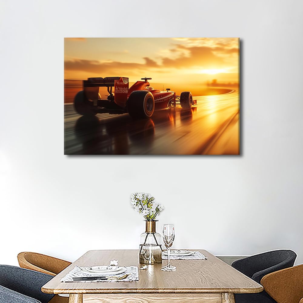 TISHIRON Canvas Wall Art for Bedroom Office Wall Decor Race Car on Grand Prix Race Modern Posters Prints Racing Car Wall Decorations For Living Room Painting Artwork for Home Decor 24" Wx16 H - Image 4