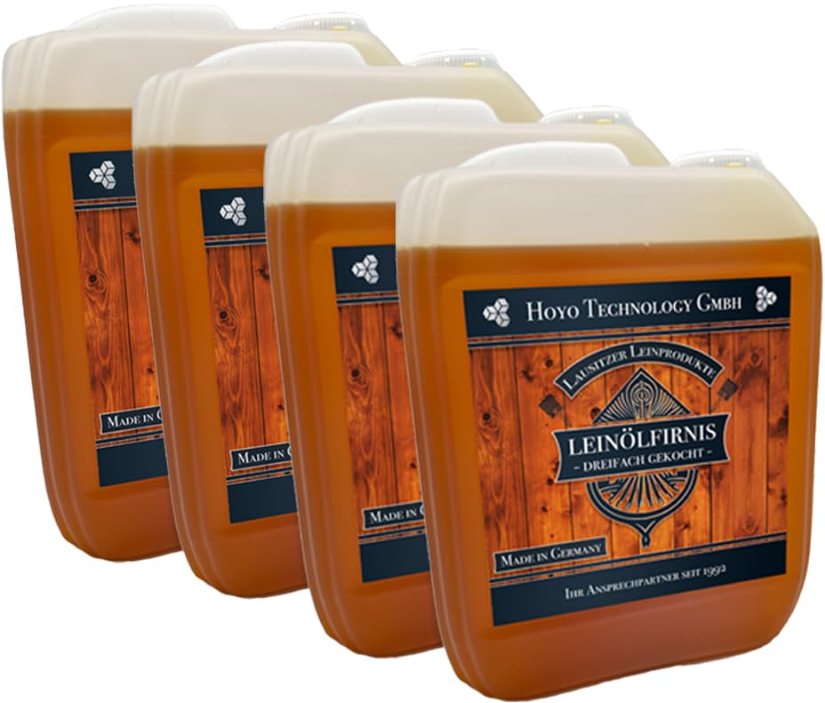 20 Liter Leinöl Firnis (4 x 5 Liter) Leinöl Firnis Lausitzer Leinöl für Holzschutz dreifach gekocht und harzfrei