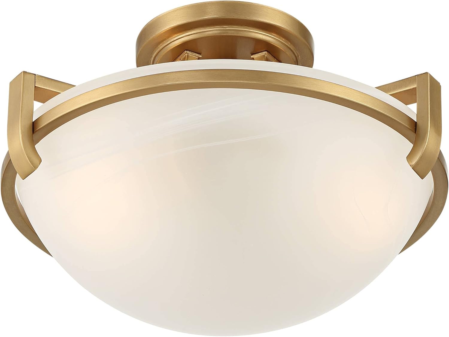 Regency Hill Mallot Modern Ceiling Light Semi Flush-Mount Fixture 13" Wide Soft Gold Metal Marbleized Glass Curving Bowl Shade for Bedroom Kitchen Living Room Hallway Bathroom House Home