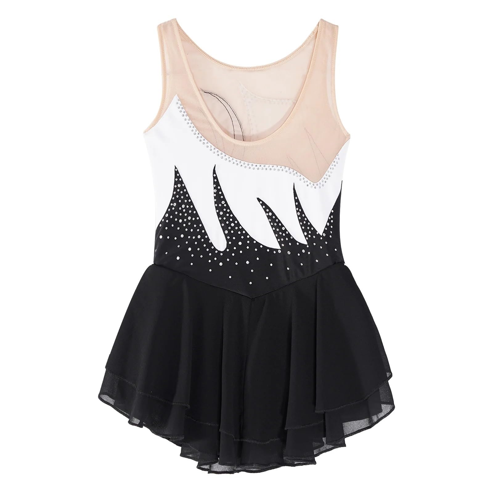 Gymnastikanzug Mädchen Eiskunstlaufkleid, Tanzballett, rhythmische Gymnastik, Kostüm, glänzendes Strass-Netz, Tanzbekleidung(Color 2,16)