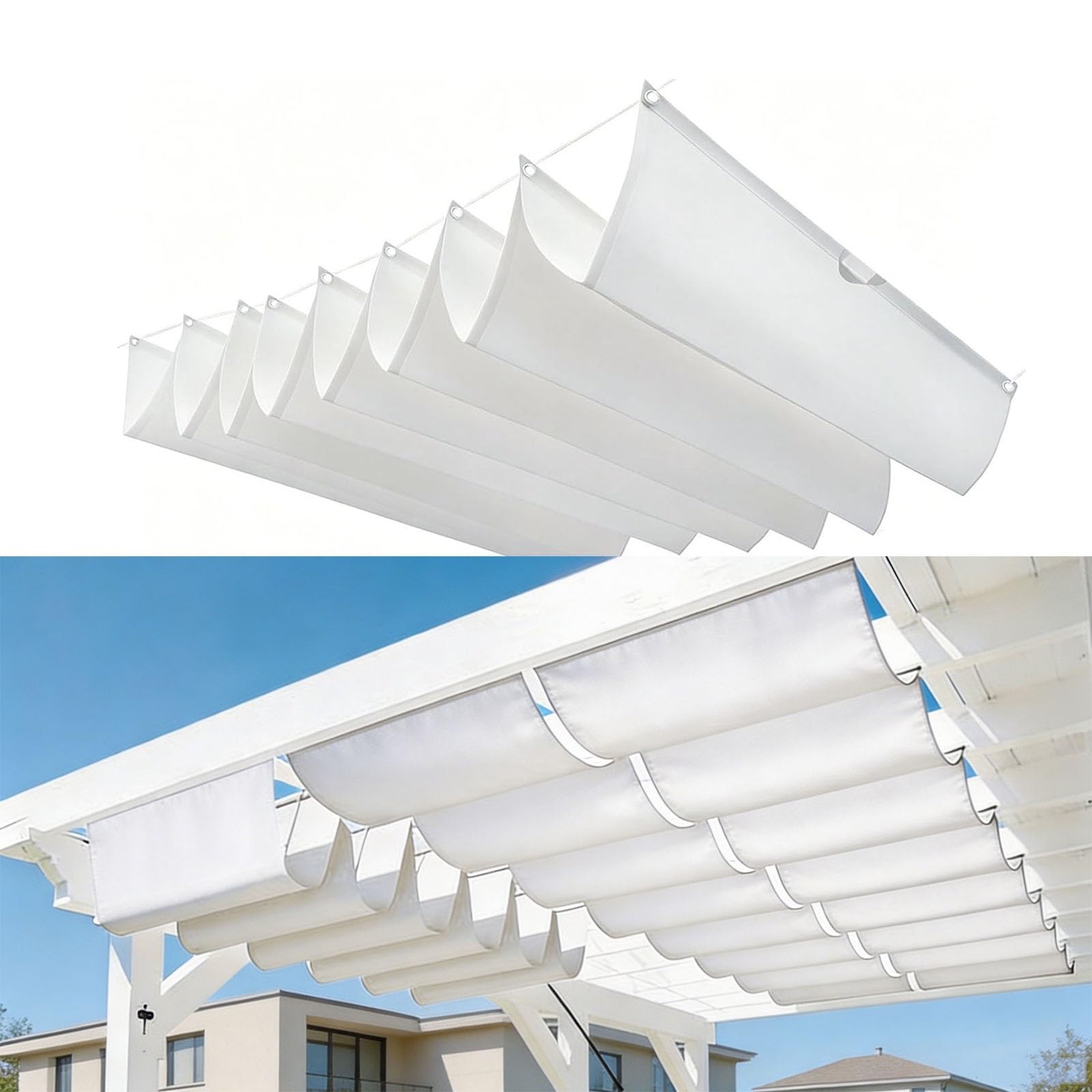 Voile ombrage vague rétractable anti-UV et indéchirable contre le vent