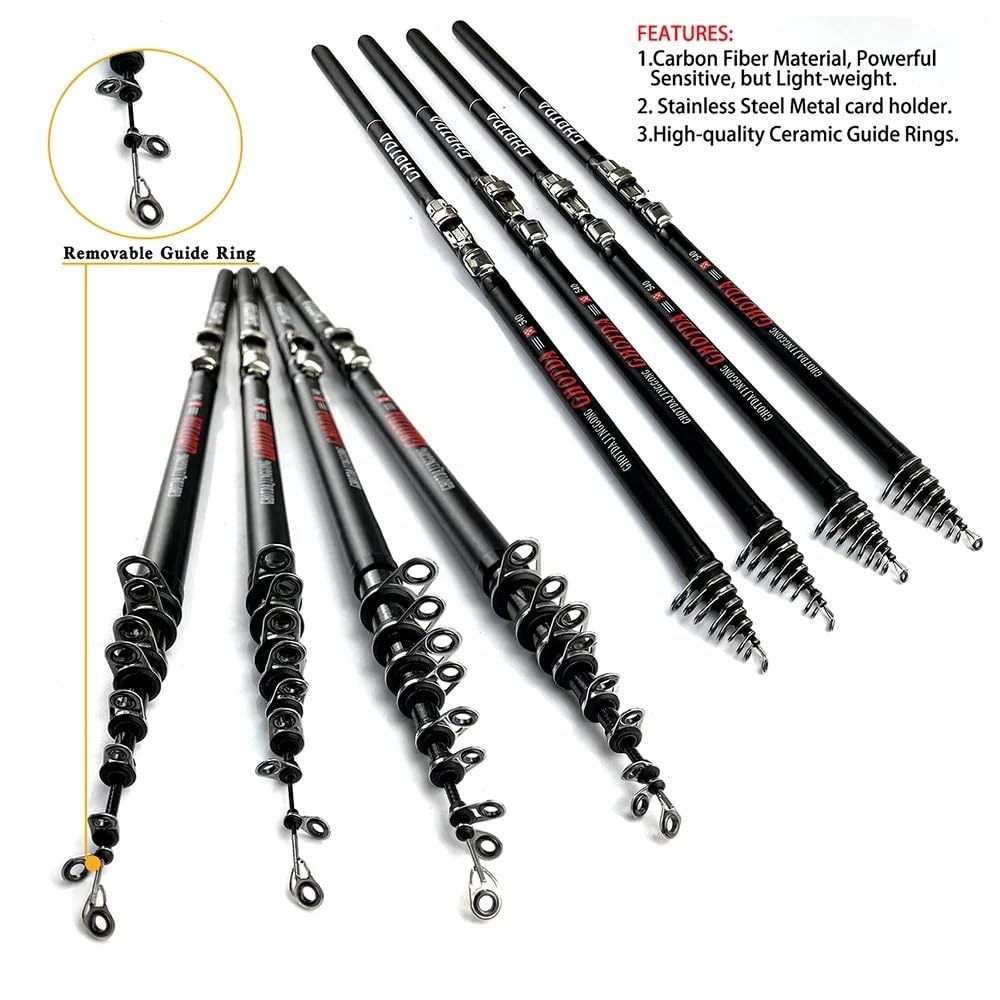 Cebo de caña de Pescar, cañas telescópicas giratorias 2,7-6,3 m, 5-20g, Fibra de Carbono, Ultraligero 630cm