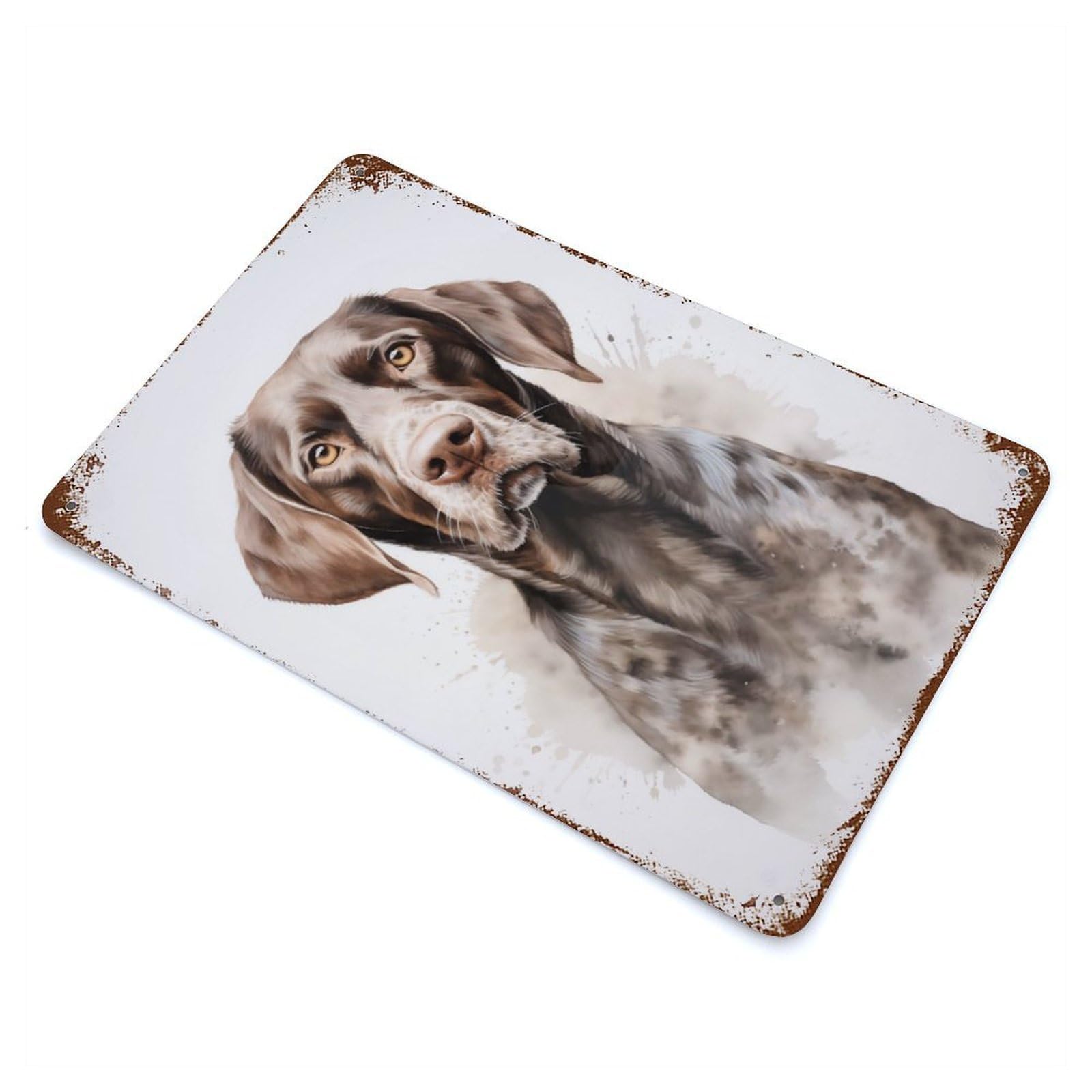 German Pointer Portrait Rusty Metal Tin Sign 11.8"x7.9", for Basement, Hobby Room And Garage Decor, Retro Wall Decor
