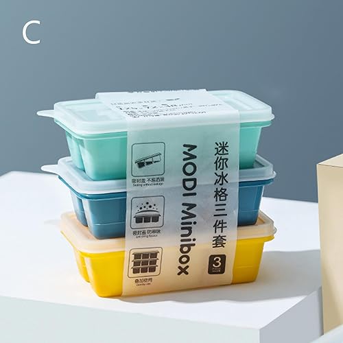 Miniatura 6 de Juego de 3 moldes cuadrados para cubitos de hielo, 6 rejillas, moldes de silicona con tapa, bandeja de hielo de silicona reutilizable para el hogar,