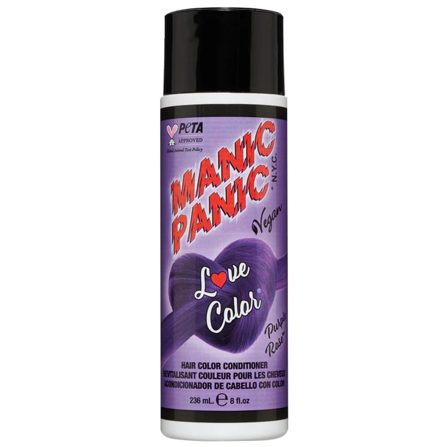 MANIC PANIC Medium Deep Violet Color Depositing Conditioner - Love Color Hair Conditioner Keeps Hair Vibrant, Nourished & Refreshed - Formulated with Shea Butter & Quinoa - Purple Rose (8oz)