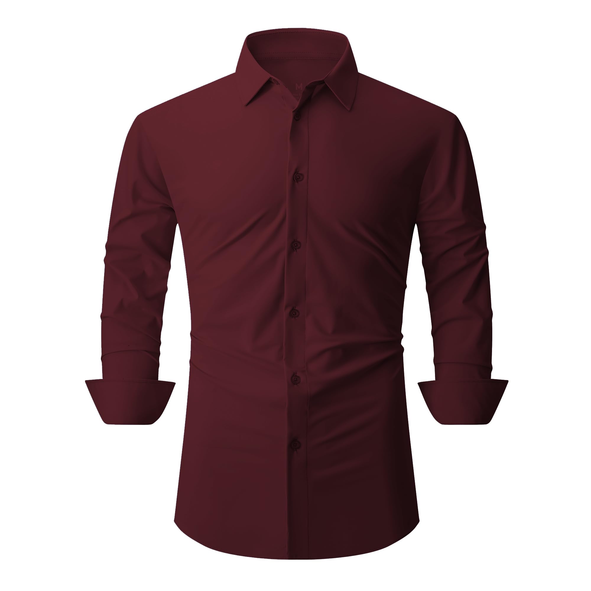 SAMERM Camisa de vestir para hombre, sin arrugas, absorbe la humedad, alta elasticidad, súper suave, casual, con botones