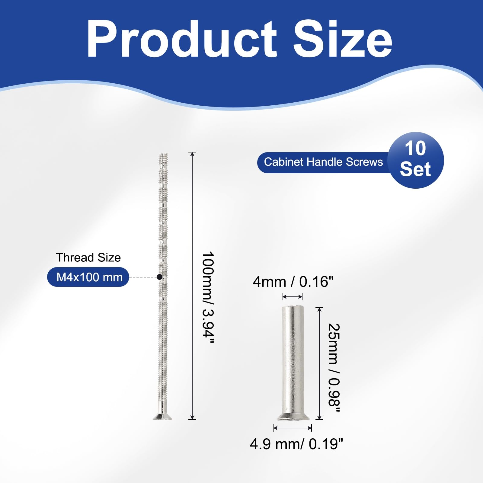 PATIKIL Door Handle Screws M4x100 - Image 2