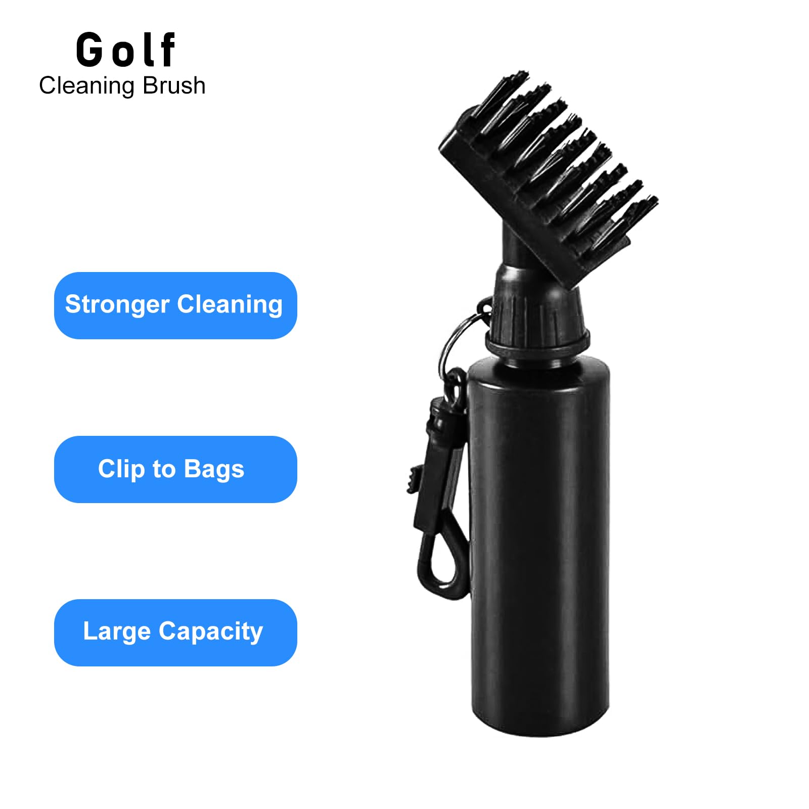 FUZVOL Black Golf Cleaning Brush, Golf Brush with Hook, Golf Club Brush Groove Cleaner, Golf Club Cleaning Brush - Image 3