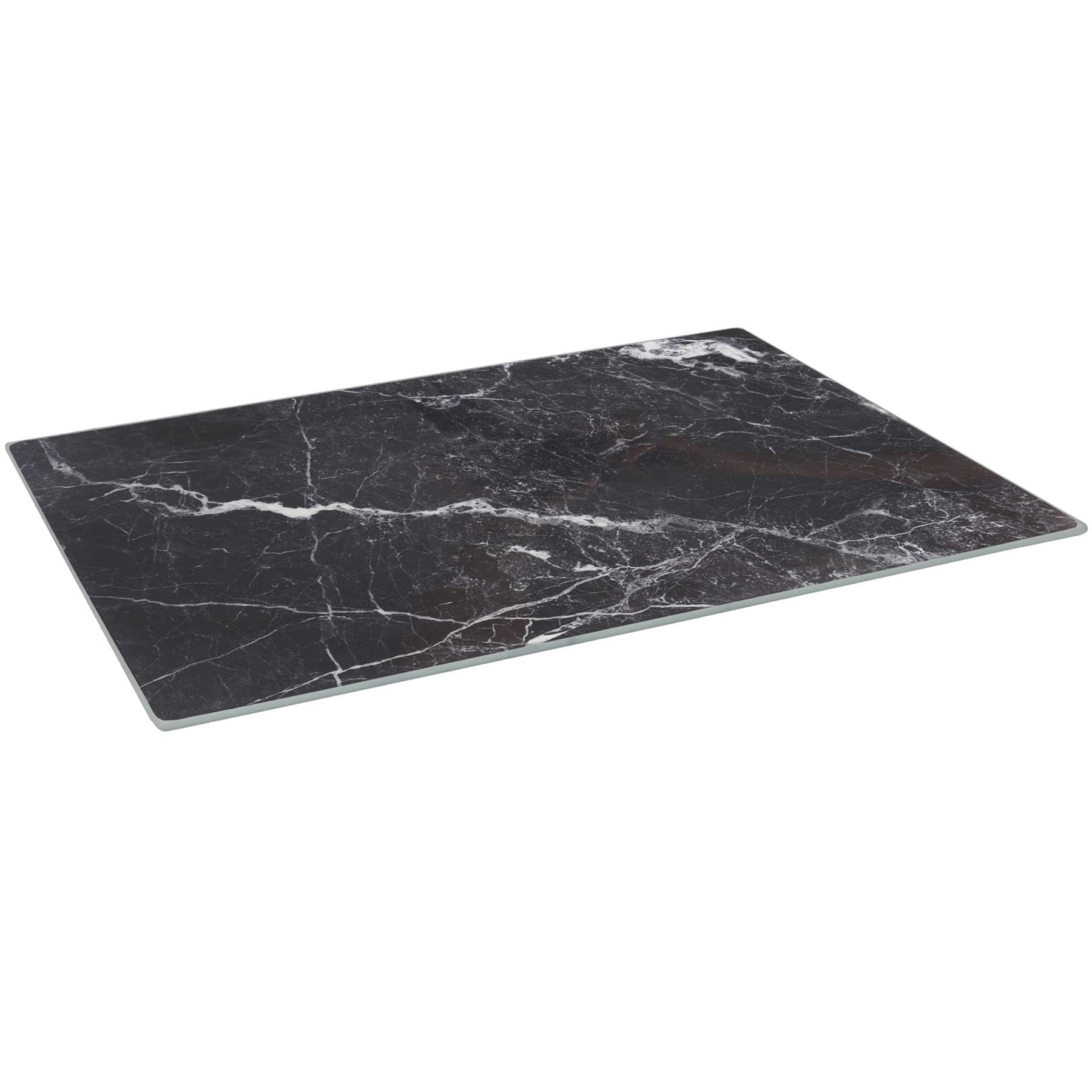 Harbour Housewares Glass Chopping Board - 50x40cm - Black Marble Pattern - Large Dining Place Mats Cutting Mat Worktop Saver for Kitchen Cooking, Baking, Vegetable Preparation