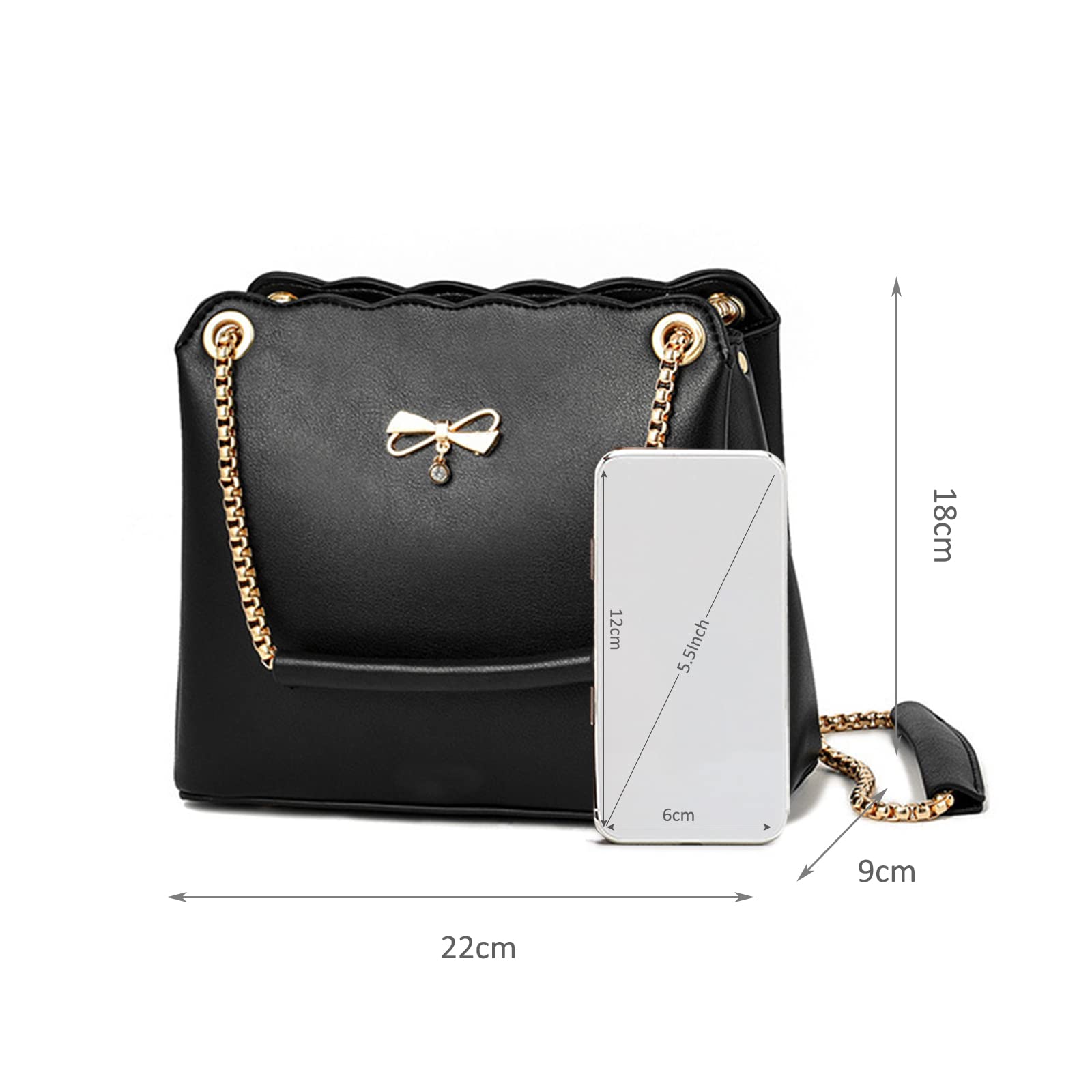 NICOLE & DORIS Tasche Frauen Klein Umhängetasche Damen Handtaschen Elegante Crossbody Bag Damen Handytasche PU Leder Schultertasche mit Kette