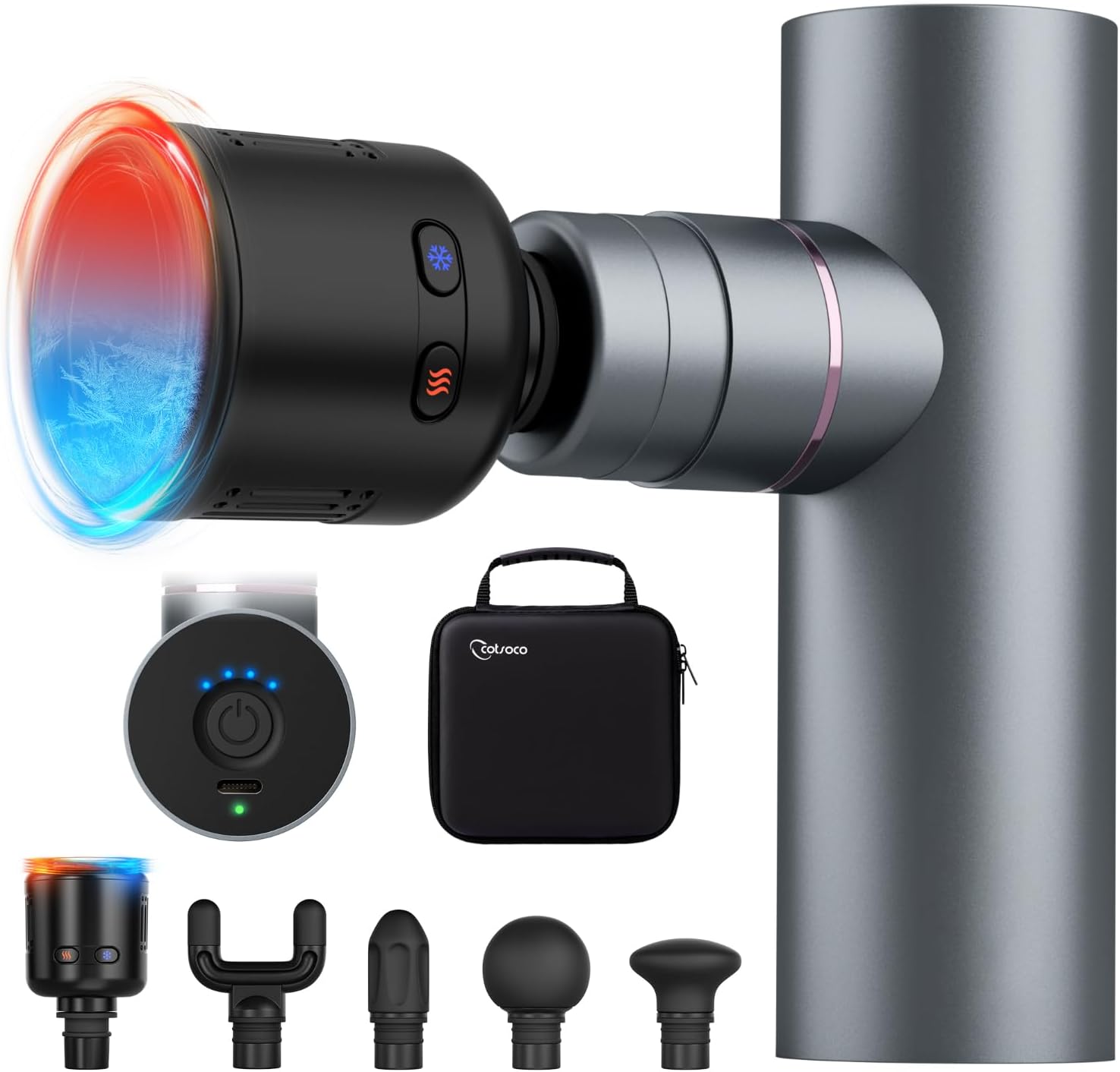 cotsoco Portable Deep Tissue Massage Gun with Heat and Cold – Full-Metal Handheld Electric Massager for Muscle, Quiet Percussion Massage Gun for Athletes cotsoco Portable Deep Tissue Massage Gun with Heat and Cold – Full-Metal Handheld Electric Massager for Muscle, Quiet Percussion Massage Gun for Athletes