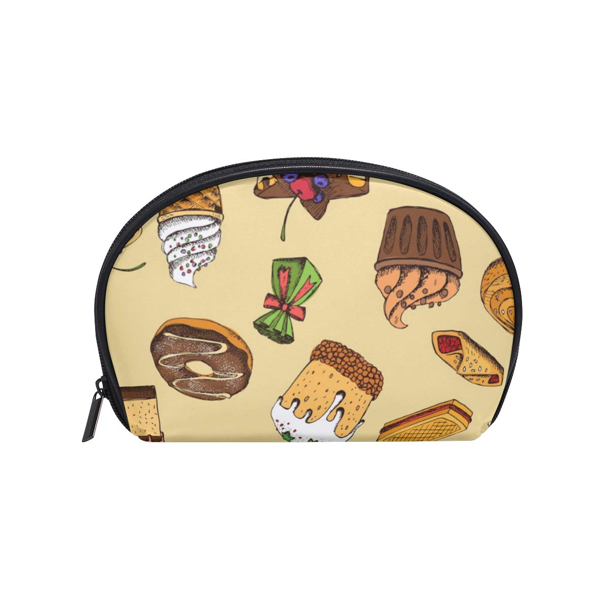 Cute Stylish Cosmetic Makeup Toiletries Bag Travel Small Pastry Sweets Cakes Kulich Piece