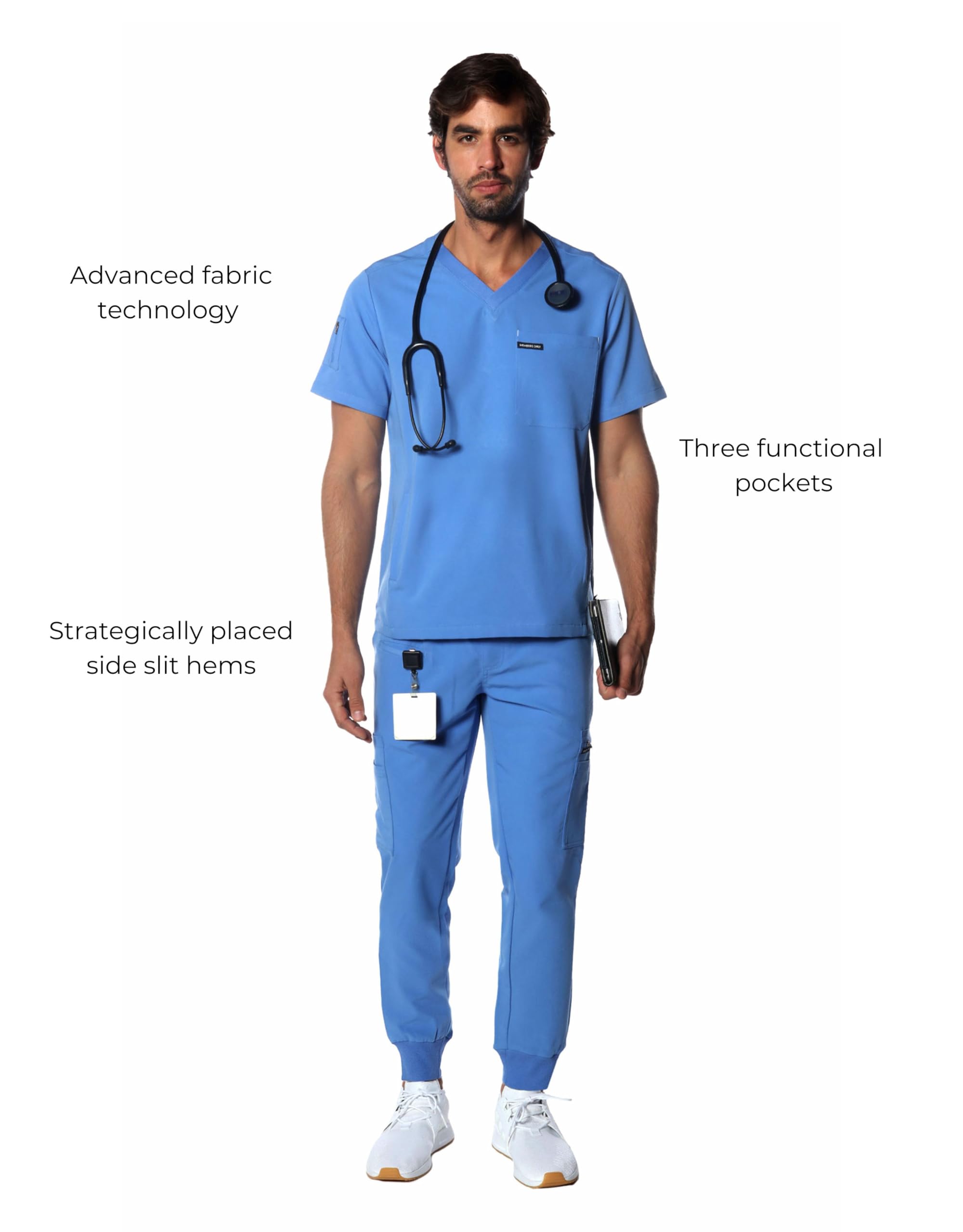 Members Only Men's London Drawstring Jogger Pant (Ceil Blue, Large)