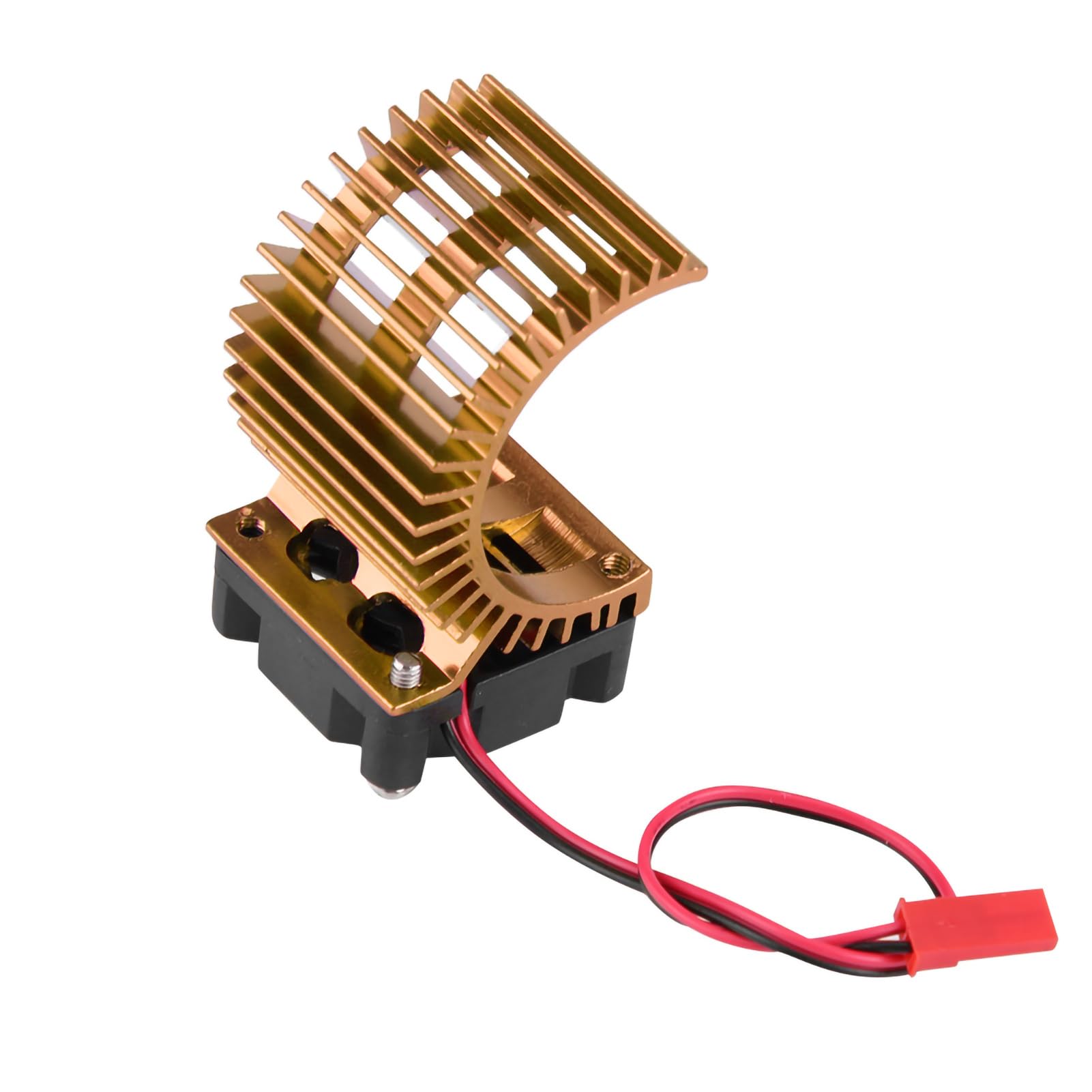 equlup Motor Heat Sink with Cooling Fan, Accessory Heat Sink with Cooling Fan Brushless Motor Engine for 1/10 Scale Electric RC Car 540/550 Motor (Gold)