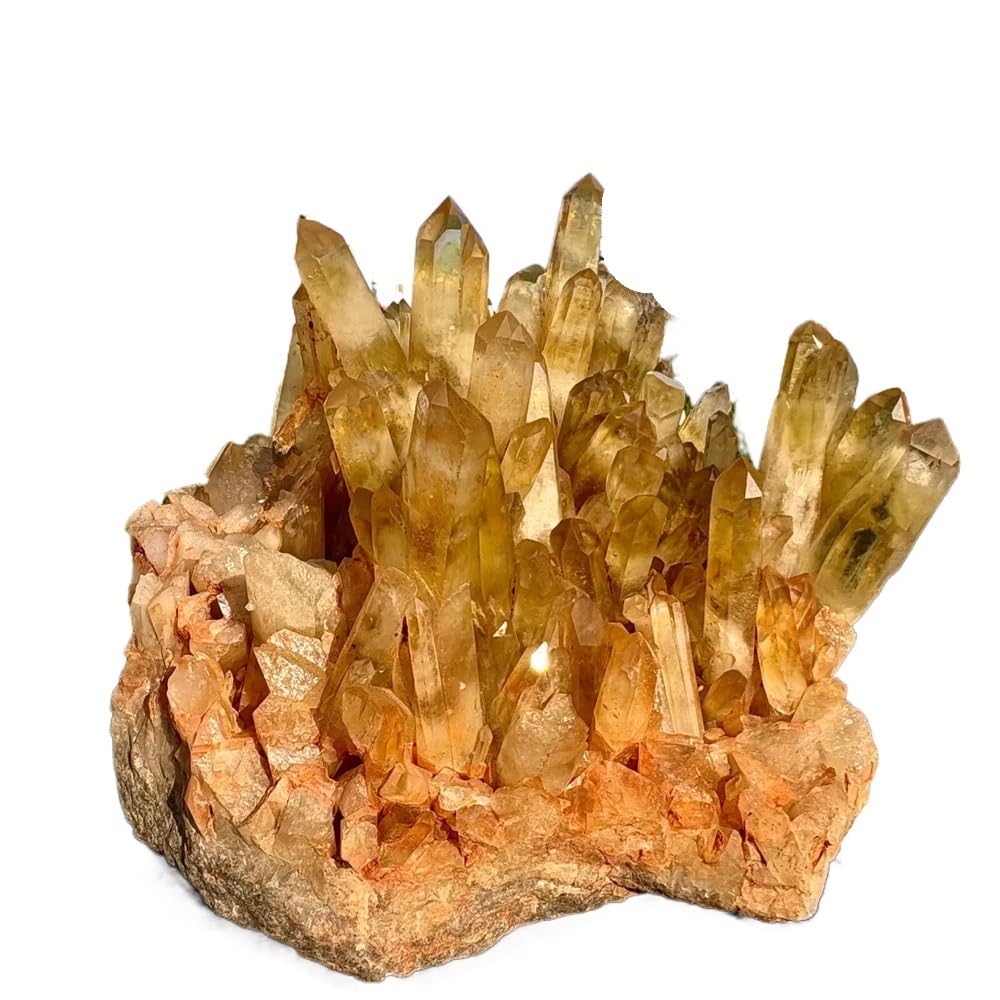 AARTERZZA 1pc 600-700g Yellow Quartz Crystal Cluster Restoration Stone