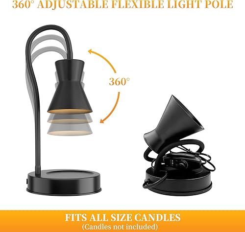 Miniatura 5 de Lámpara calentadora de velas lámpara de vela regulable compatible con vela perfumada en frasco poste de lámpara ajustable de 360 para derretir cera