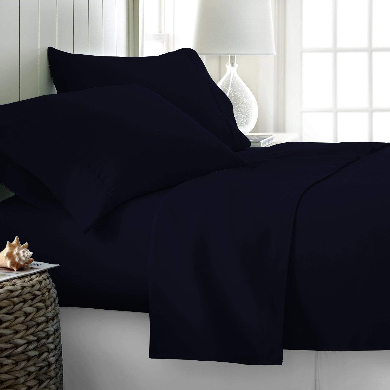 Ropa De Cama 100% Egyptian Cotton Hotel Class 1000TC Flat Sheet, UK King Flat Sheet - Navy Blue — image 1