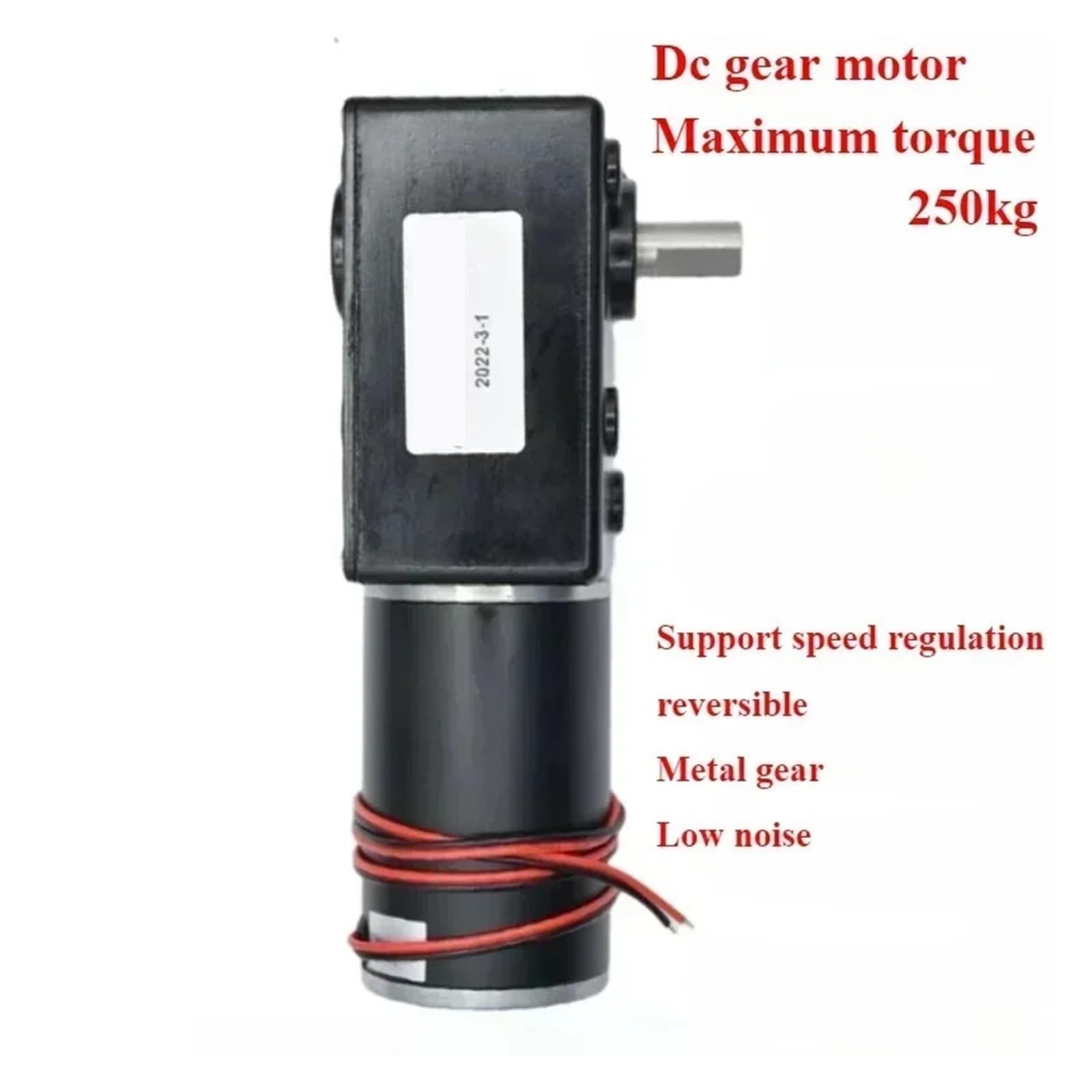 DC 12 V 24 V starkes Drehmoment, Metall-Turbo-Schneckengetriebe, Motor, umgekehrt, niedrige Drehzahl, 250 kg. cm, selbstsichernder Schneckengetriebemotor