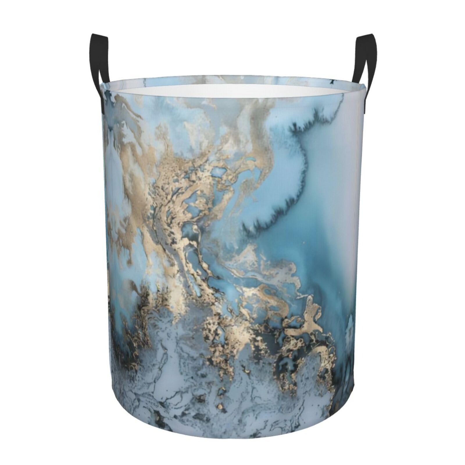 M Circular Hamper Marble Print for Dirty Clothes