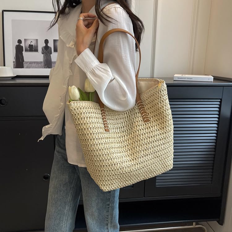 Bolso de playa tejido para mujer miniatura 2