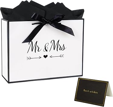 11  Mr & Mrs Gift Bag Wedding Gift Bag with Tissue Paper