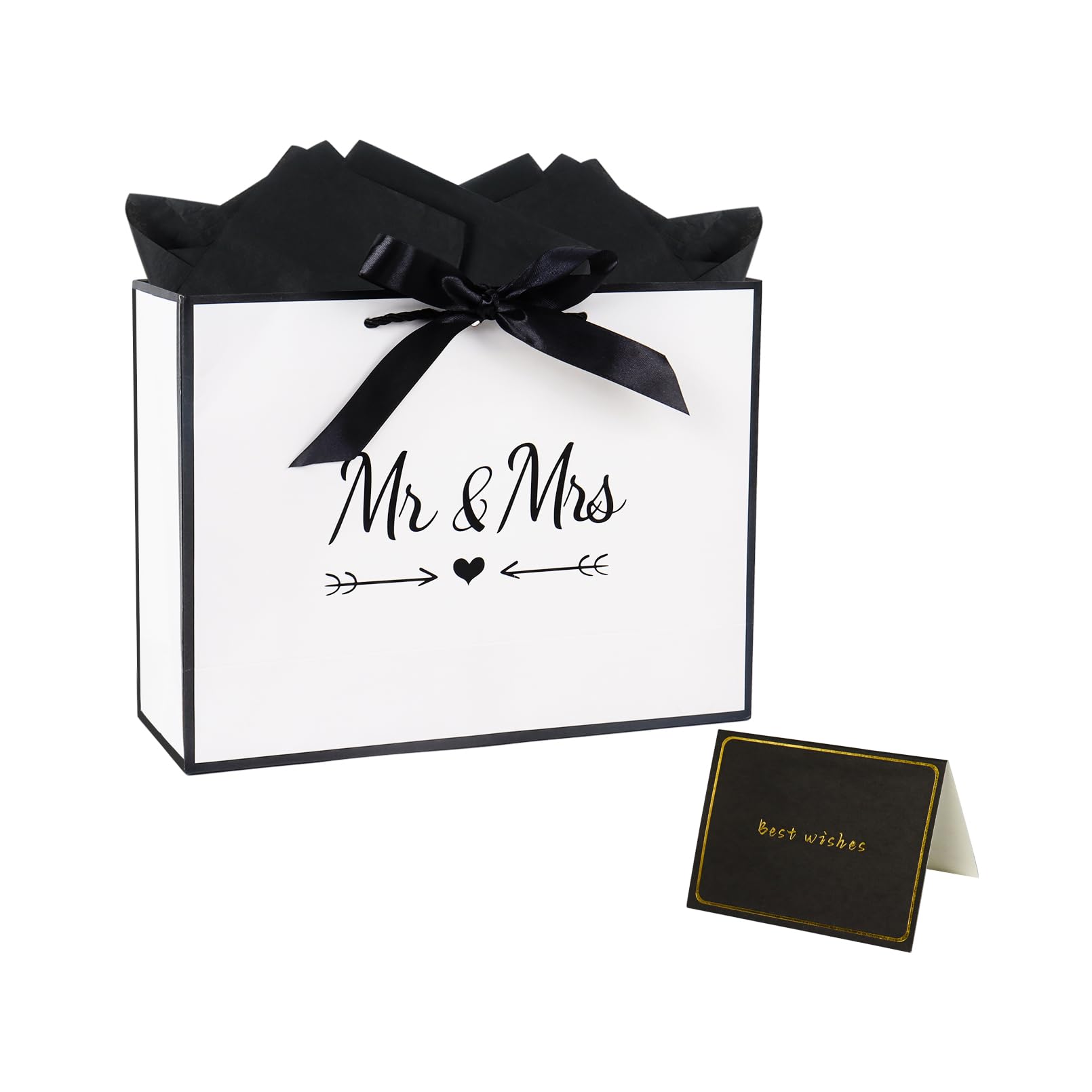 11” Mr & Mrs Gift Bag Wedding Gift Bag with Tissue Paper