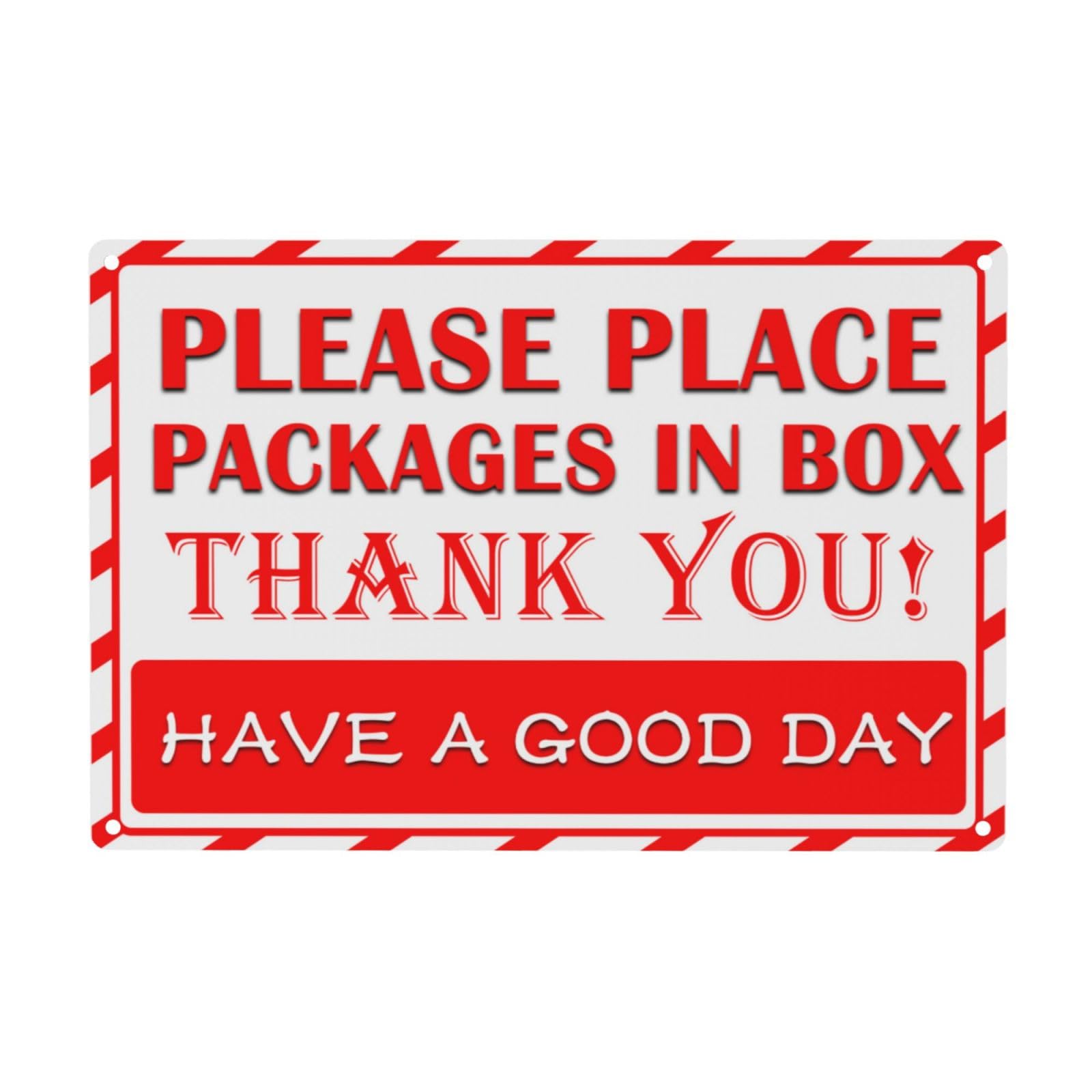 SMAZDFXX Delivery Signs for Packages,Please Place Packages in Box Delivery Instructions Metal Sign for Outdoor Use (Deliveries Box Signs) 12"x16"