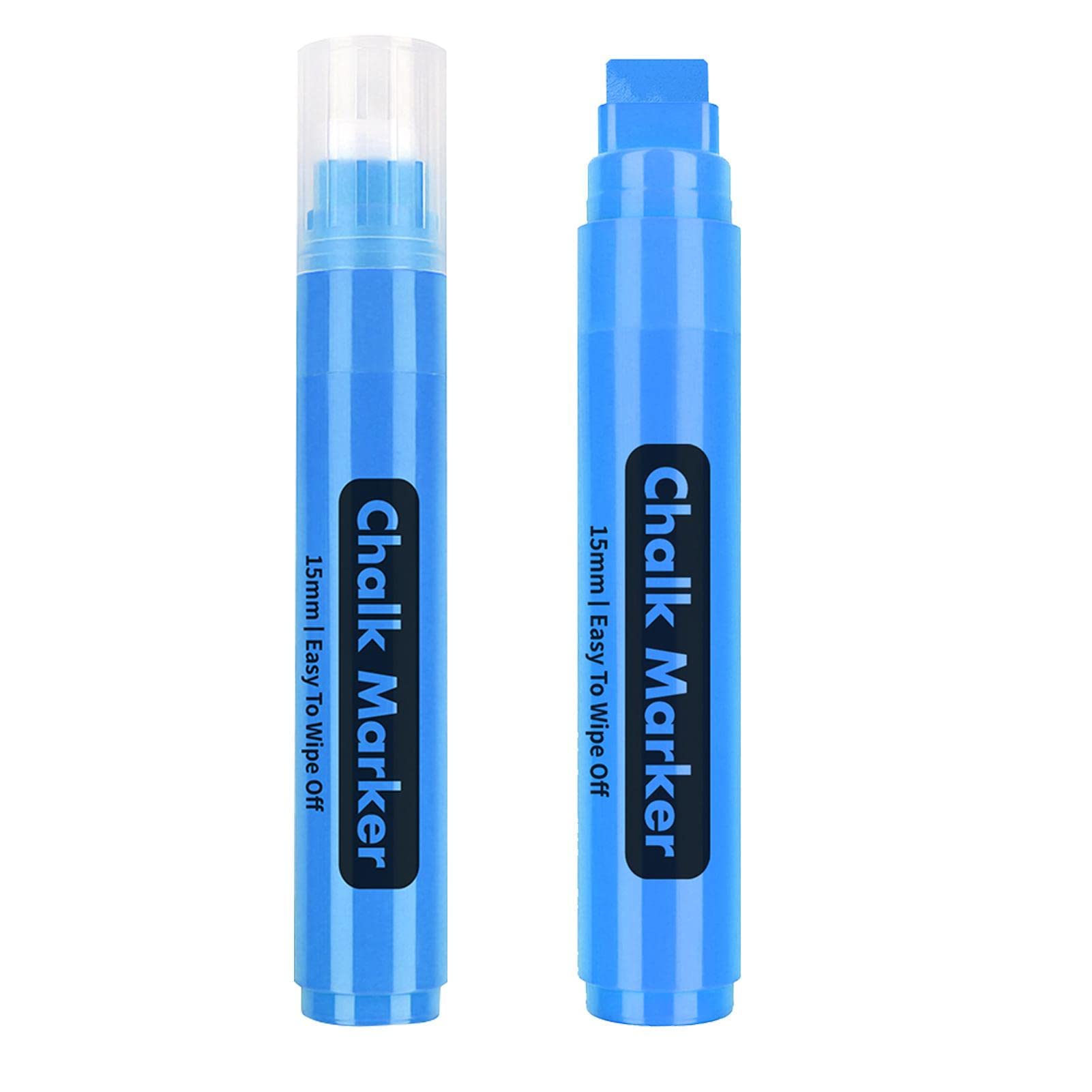 Renywosi Blue Paint Pens | 15Mm Window Chalk Marker | Erasable Chalk Liquid Car Markers, Chalkboard Markers For Blackboard, Glass, Signs