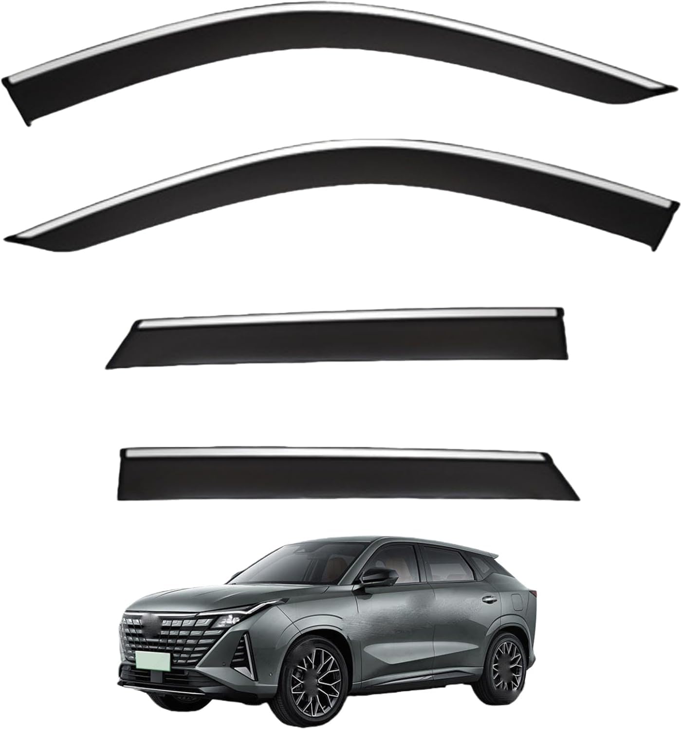 liufangfc Wind Deflectors for Volga K40 MK1 2024-2025 – 4pc Tape-On Smoked Visors, Weatherproof, Anti-Salt/Snow, Low-Noise