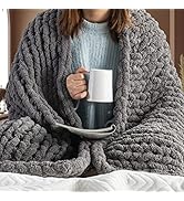 Chunky Knit Blanket Throw - 50"x60" 3.7 lbs. - Soft Chenille Yarn Knitted Blanket -Machine Washab...