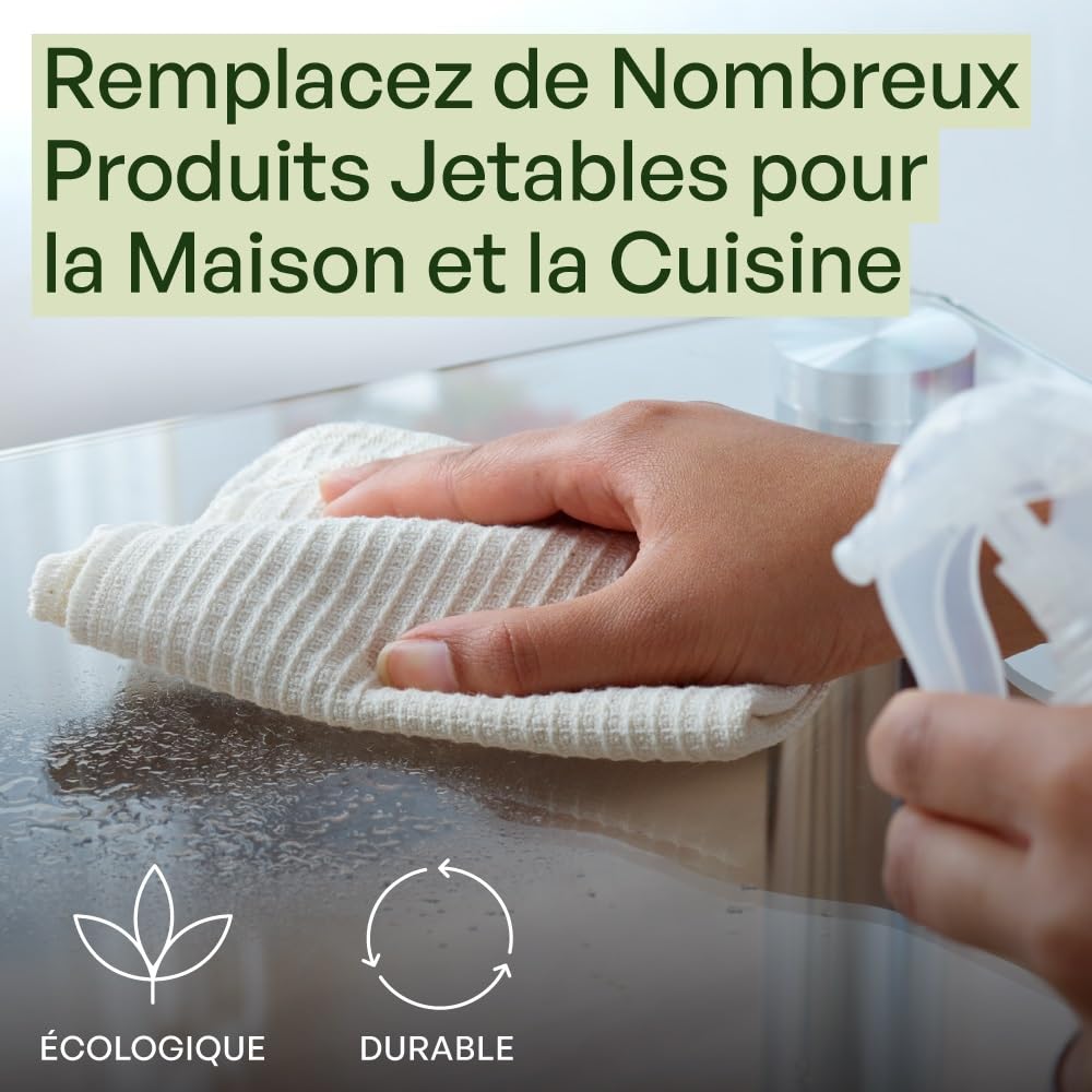 Mioeco Lot de 20 Essuie-Tout Réutilisables – Sopalin Lavable en Coton Bio – Alternative Durable aux Essuie-Tout Jetables – Ultra Absorbant, Résistant & Écologique