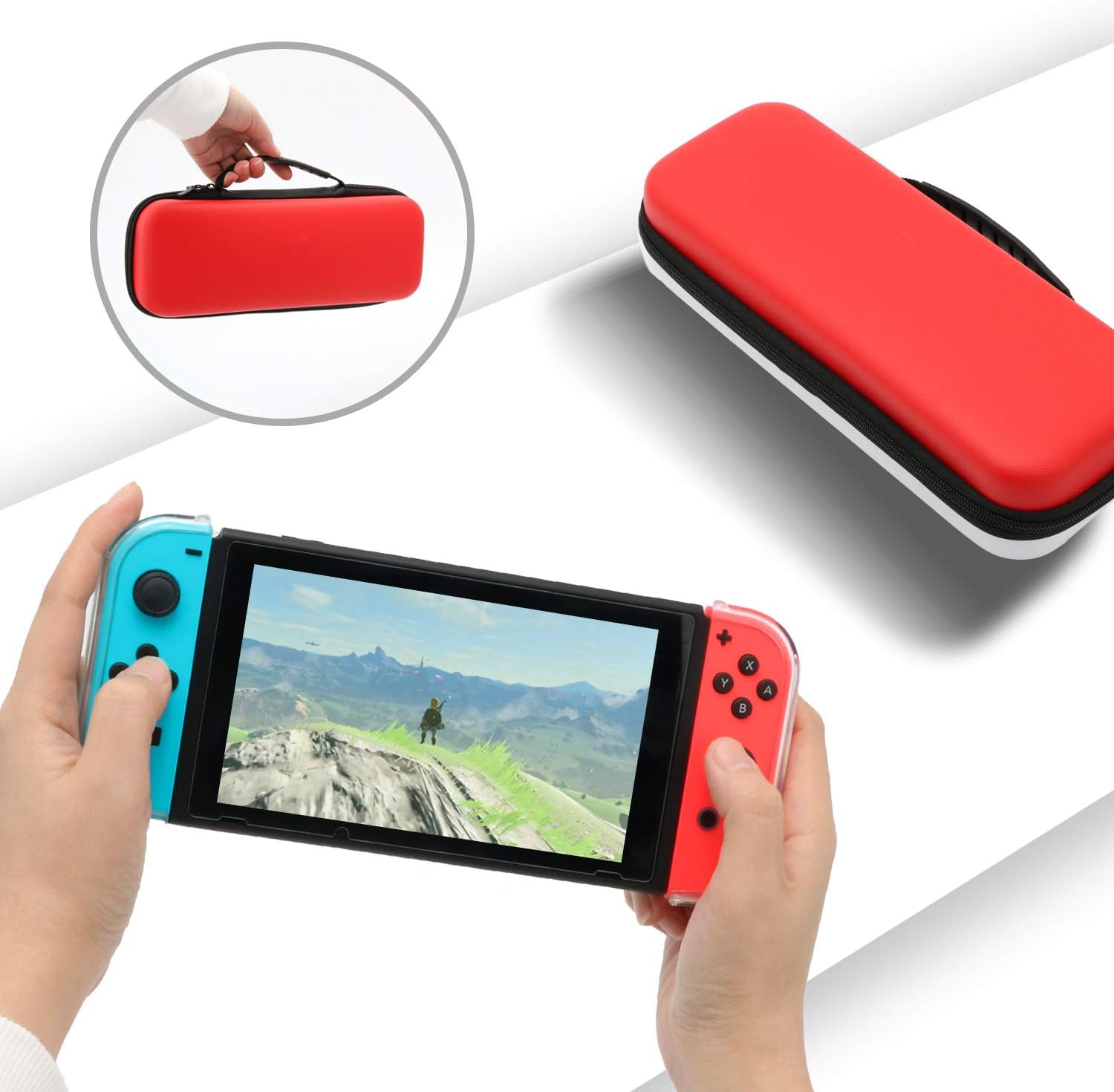 Promo 40% OFF Accessories Kit for Nintendo Switch, Protective Carrying Case for Nintendo Switch Fit Poke Ball Plus and 29 Games, Include Protective Case, 2 in 1 Cable, Screen Protector, 6 Joystick Caps ( 7 in 1 )