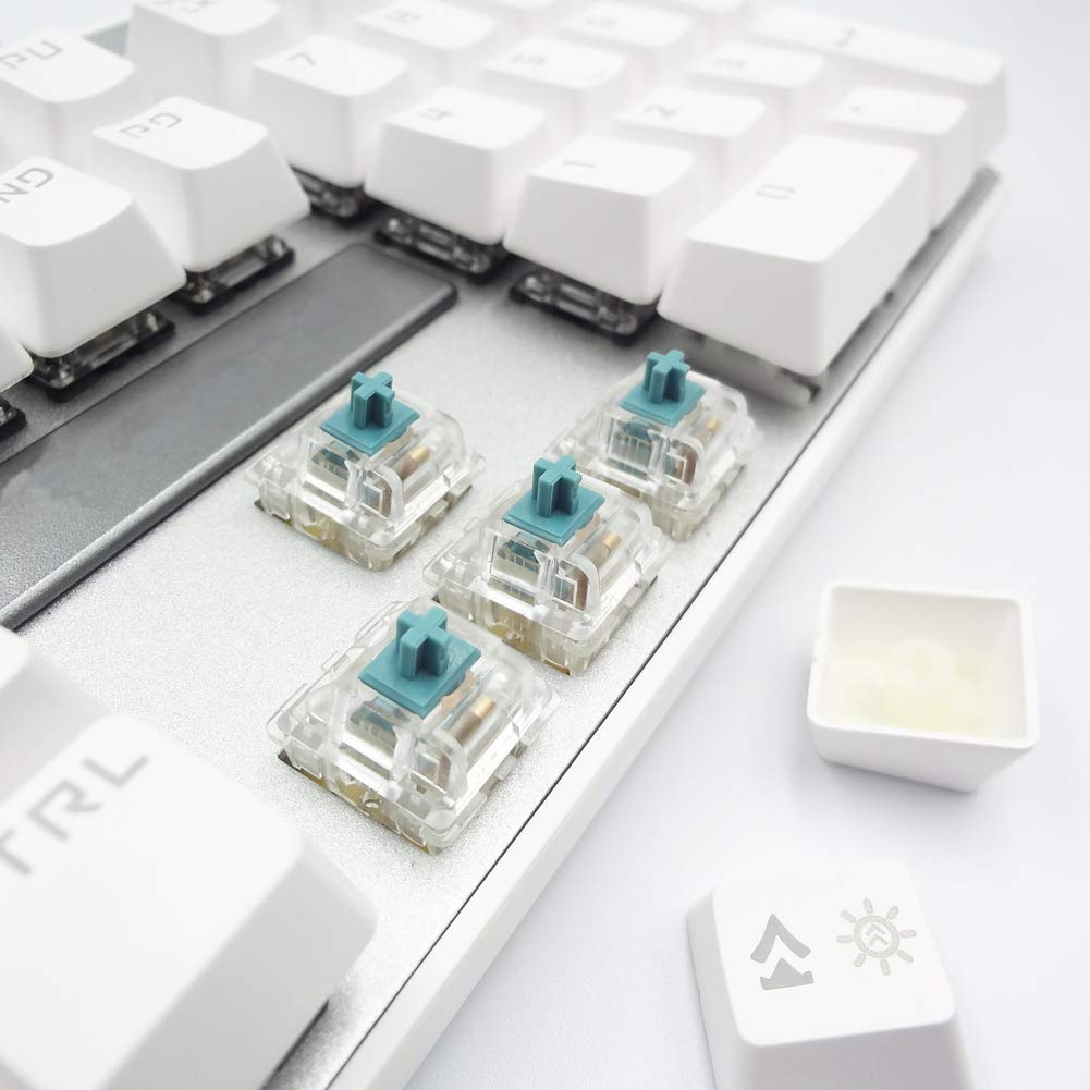 DUROCK Commutateurs de clavier tactiles T1, 5 broches T1 transparents pour claviers mécaniques, commutateurs à touches mécaniques de 67 g avec interrupteur tactile unique (transparent T1, 90 pièces)